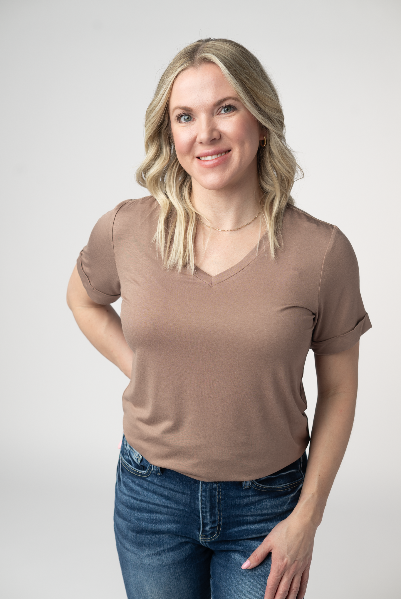 IN STOCK Sophie Top - Mocha-Shirts-Dear Me Southern Boutique, located in DeRidder, Louisiana