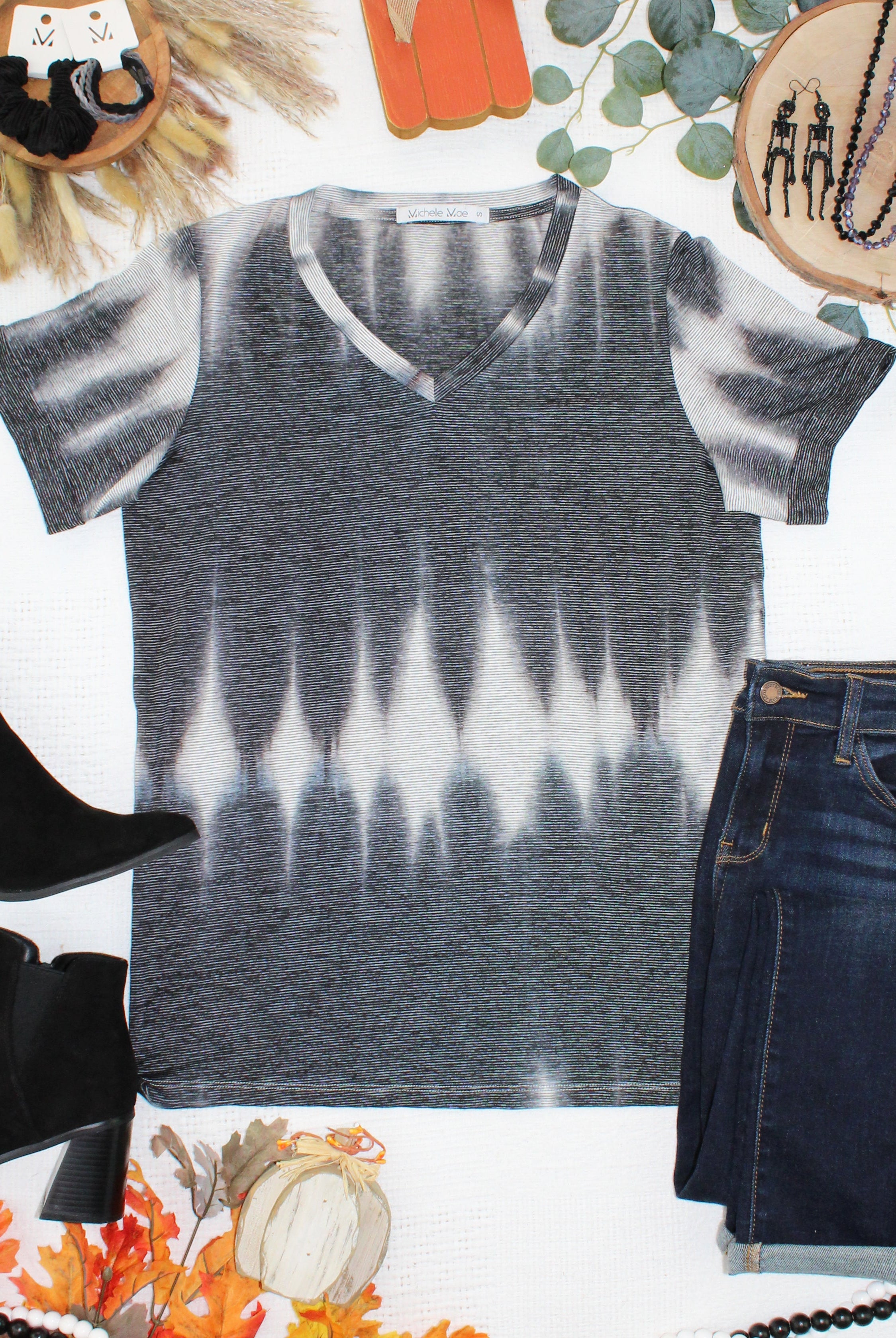 IN STOCK Sophie Top - Ombre Micro Stripes Midnight and White-Shirts-Dear Me Southern Boutique, located in DeRidder, Louisiana