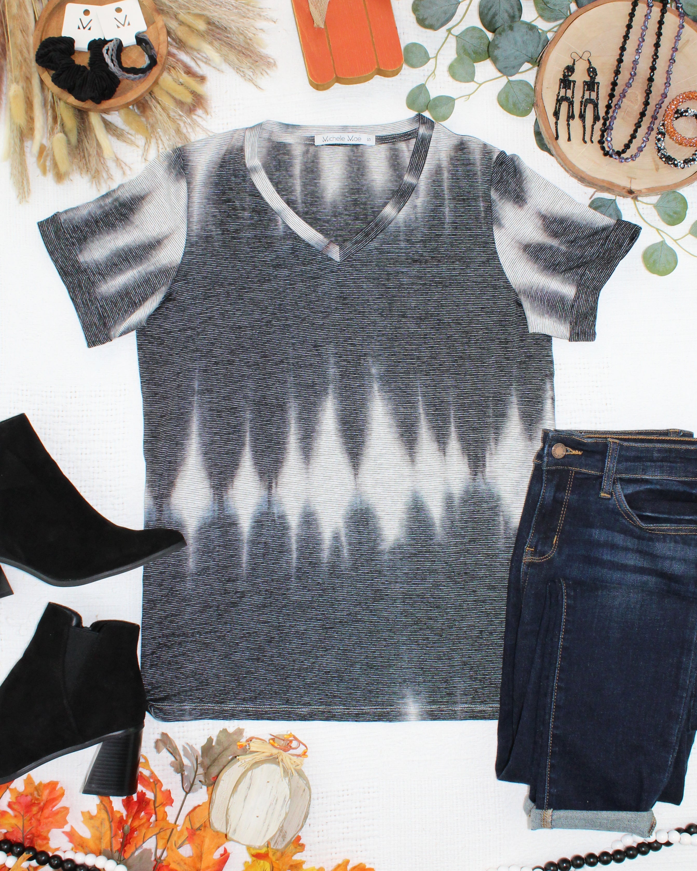 IN STOCK Sophie Top - Ombre Micro Stripes Midnight and White-Shirts-Dear Me Southern Boutique, located in DeRidder, Louisiana