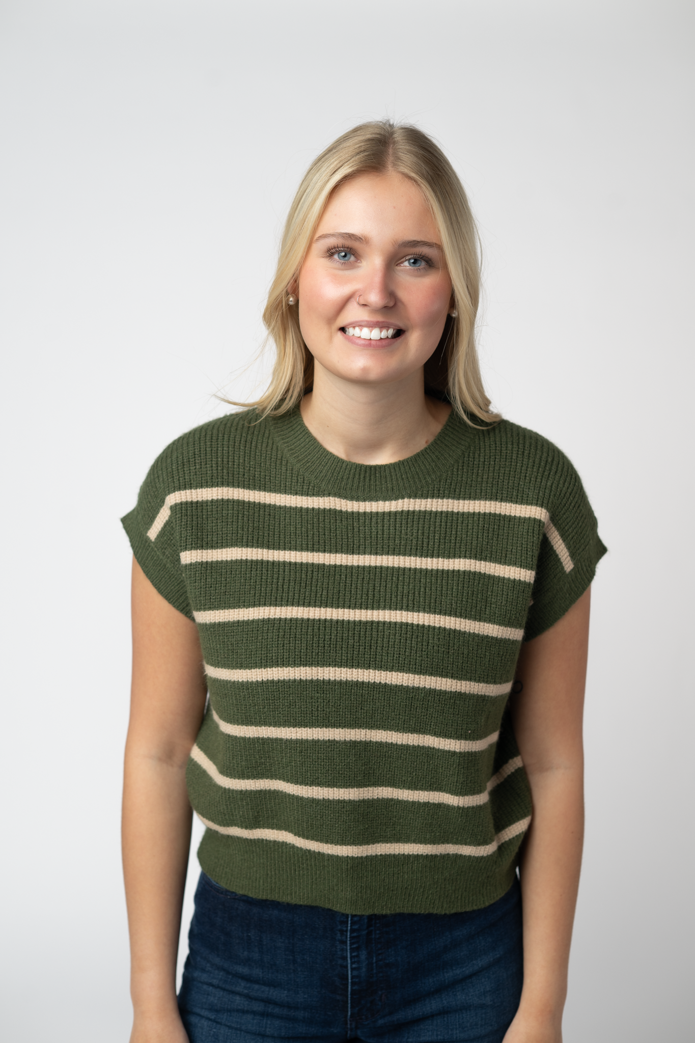 IN STOCK Striped Sweater Top - Olive and Tan-Sweater-Dear Me Southern Boutique, located in DeRidder, Louisiana