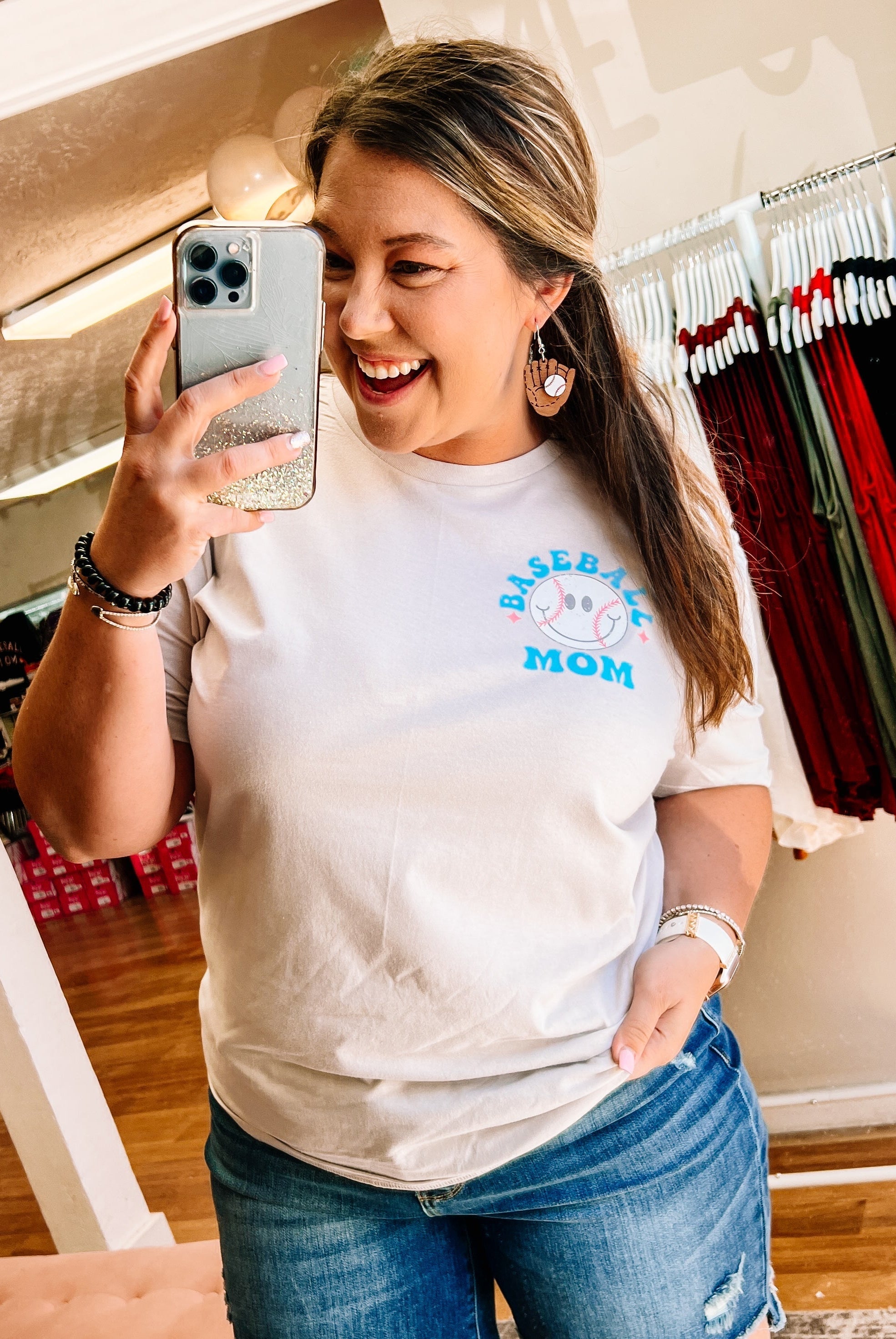 In My Baseball Mom Era Tee-Graphic Tops-Dear Me Southern Boutique, located in DeRidder, Louisiana
