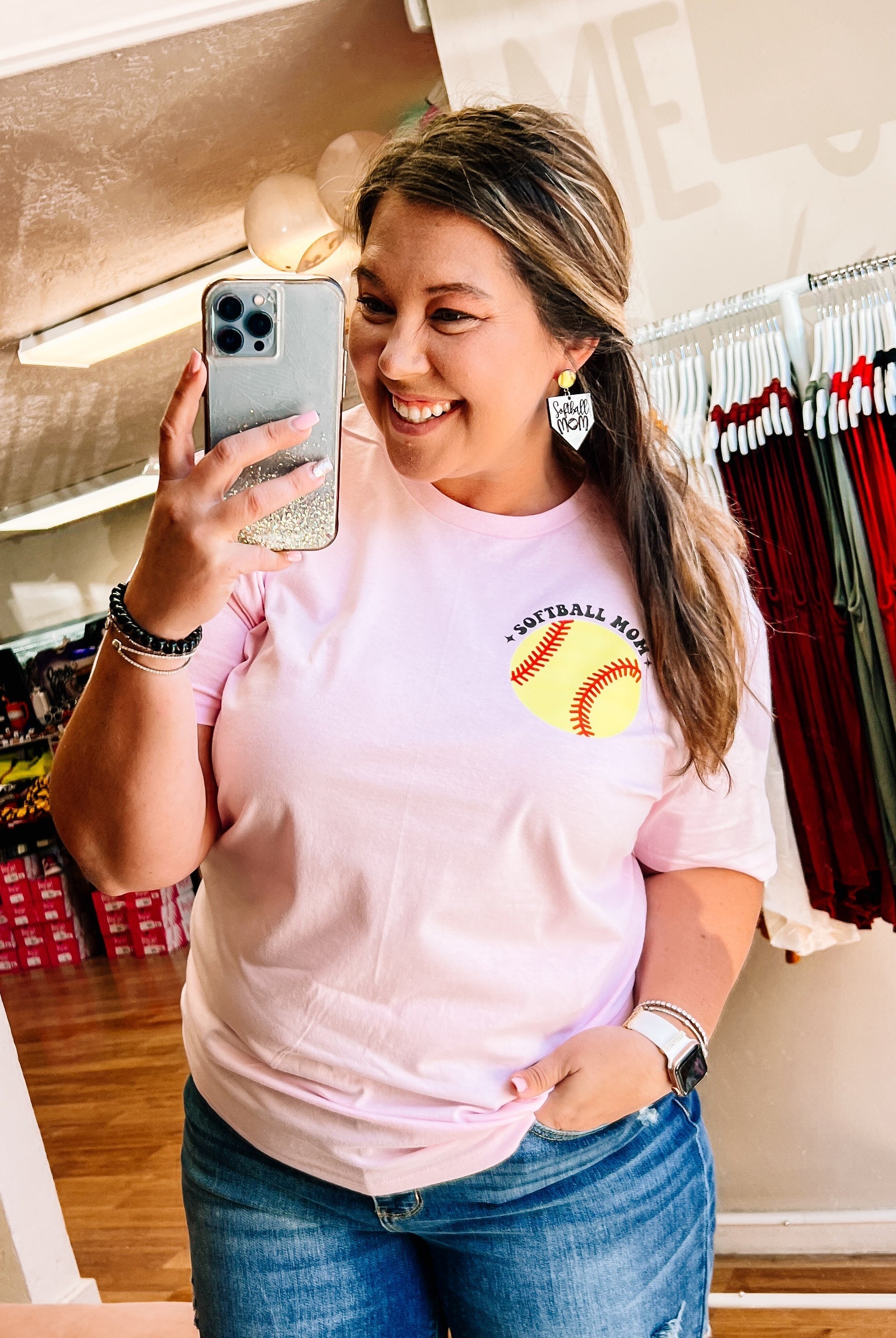 In My Softball Mom Era Tee-Graphic Tops-Dear Me Southern Boutique, located in DeRidder, Louisiana