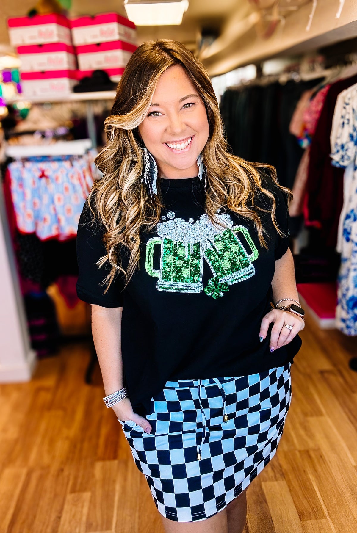 Irish Pub Cheers Oversized Top-Tees-Dear Me Southern Boutique, located in DeRidder, Louisiana
