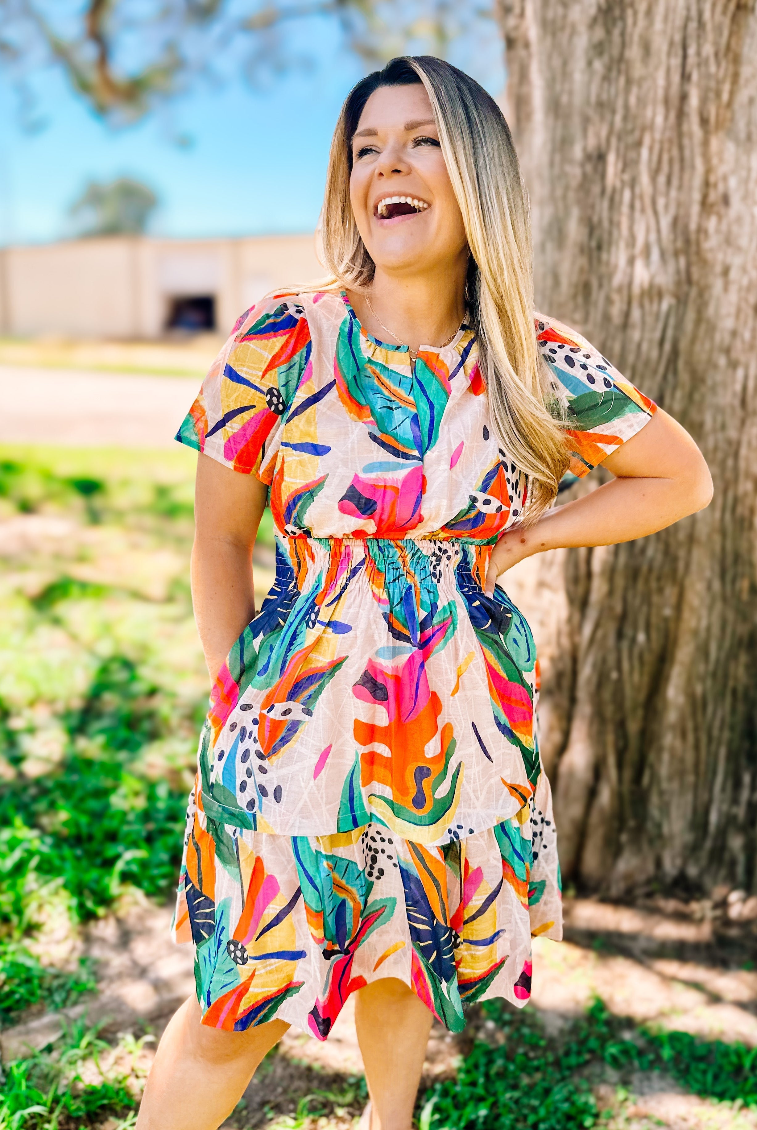Island Adventures Floral Dress-Midi Dresses-Dear Me Southern Boutique, located in DeRidder, Louisiana