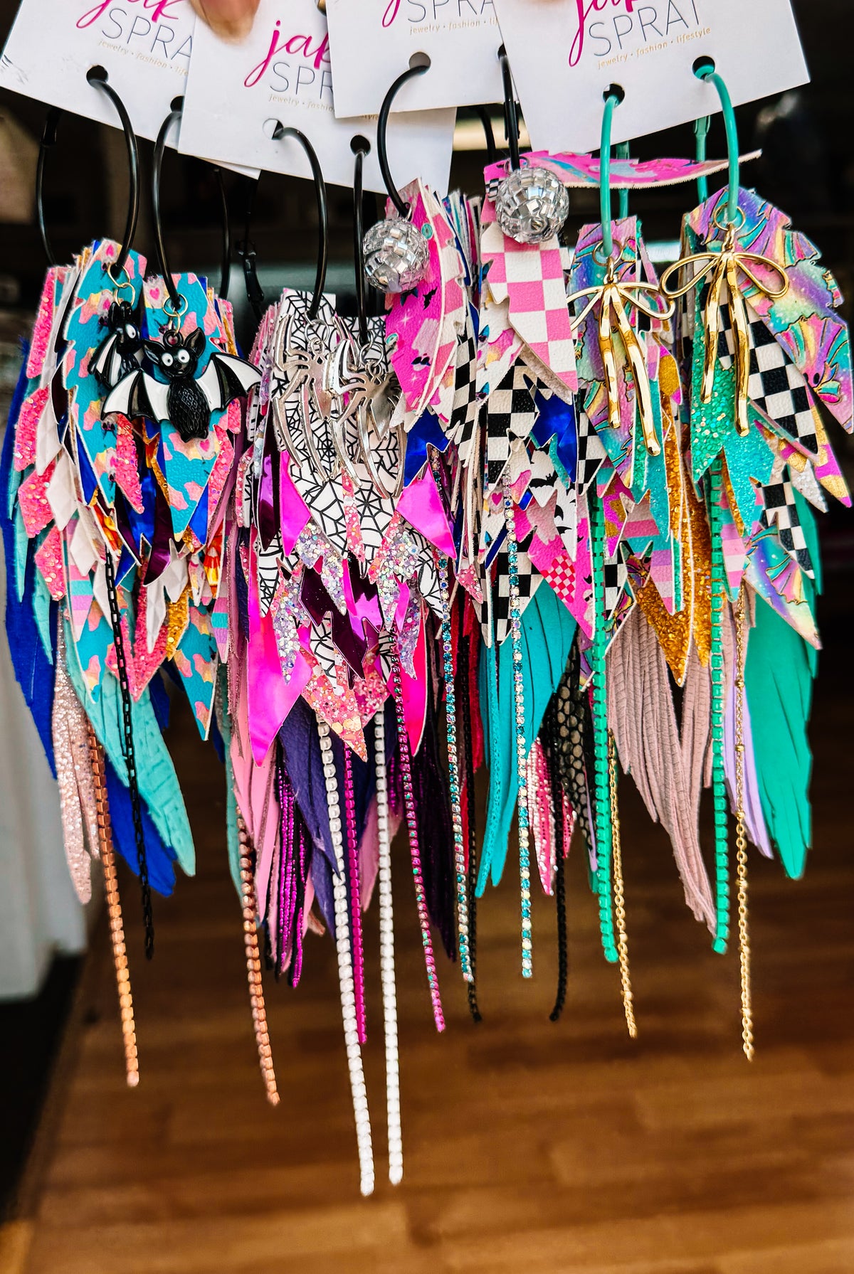 Jak Sprat BOO-jee Collection: Mega Mic Drop Dangles-Jewelry - Earrings-Dear Me Southern Boutique, located in DeRidder, Louisiana