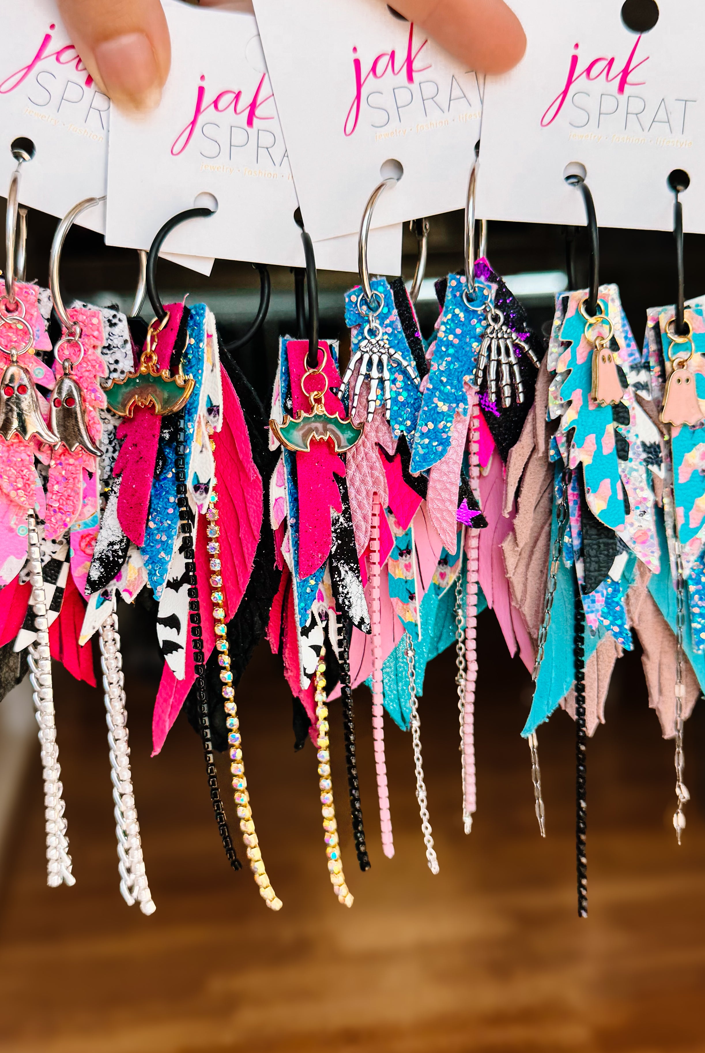 Jak Sprat BOO-jee Collection: Mini Mic Drop Dangles-Earrings-Dear Me Southern Boutique, located in DeRidder, Louisiana