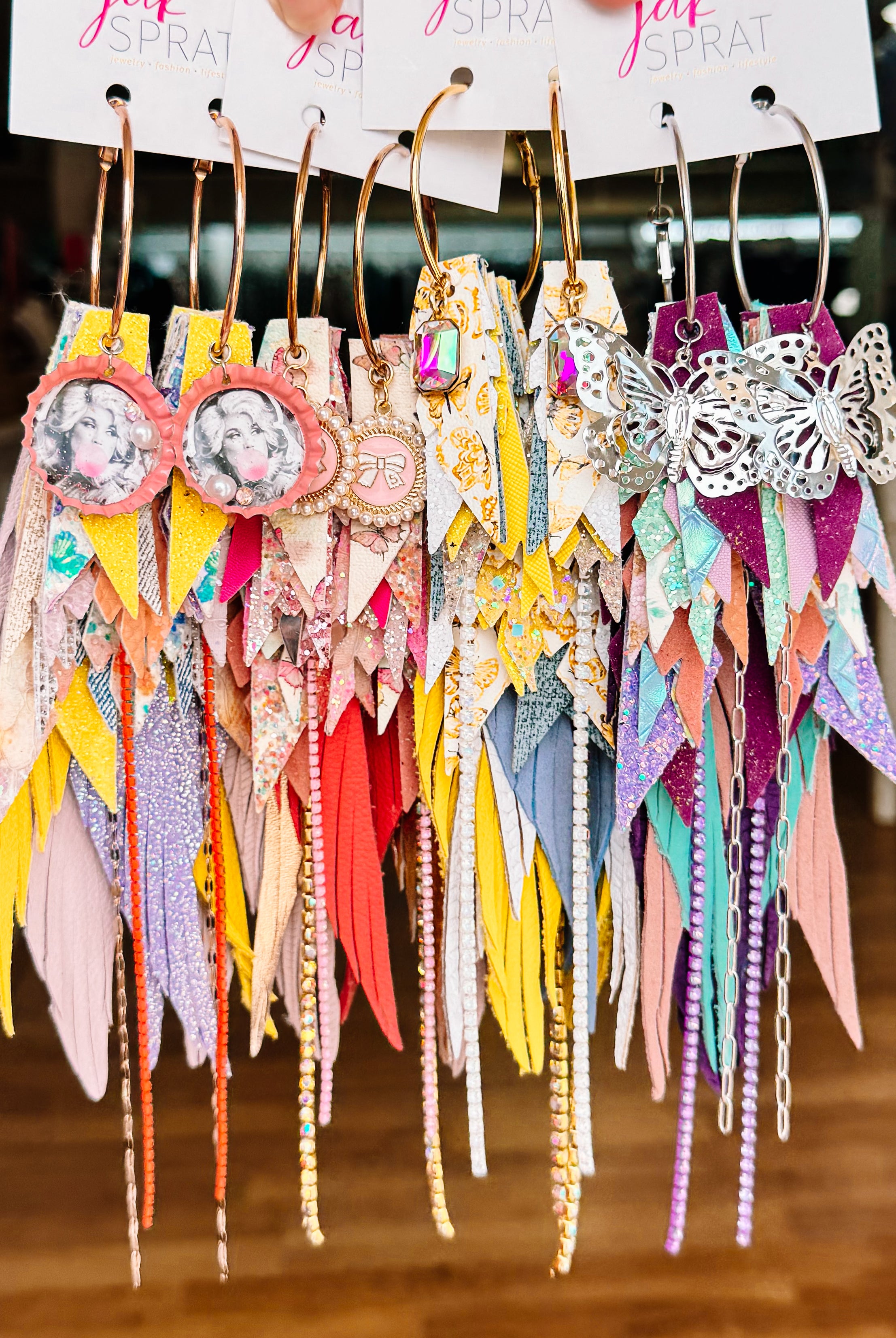 Jak Sprat Beg Your Parton Collection: Mega Mic Drop Dangles-Earrings-Dear Me Southern Boutique, located in DeRidder, Louisiana