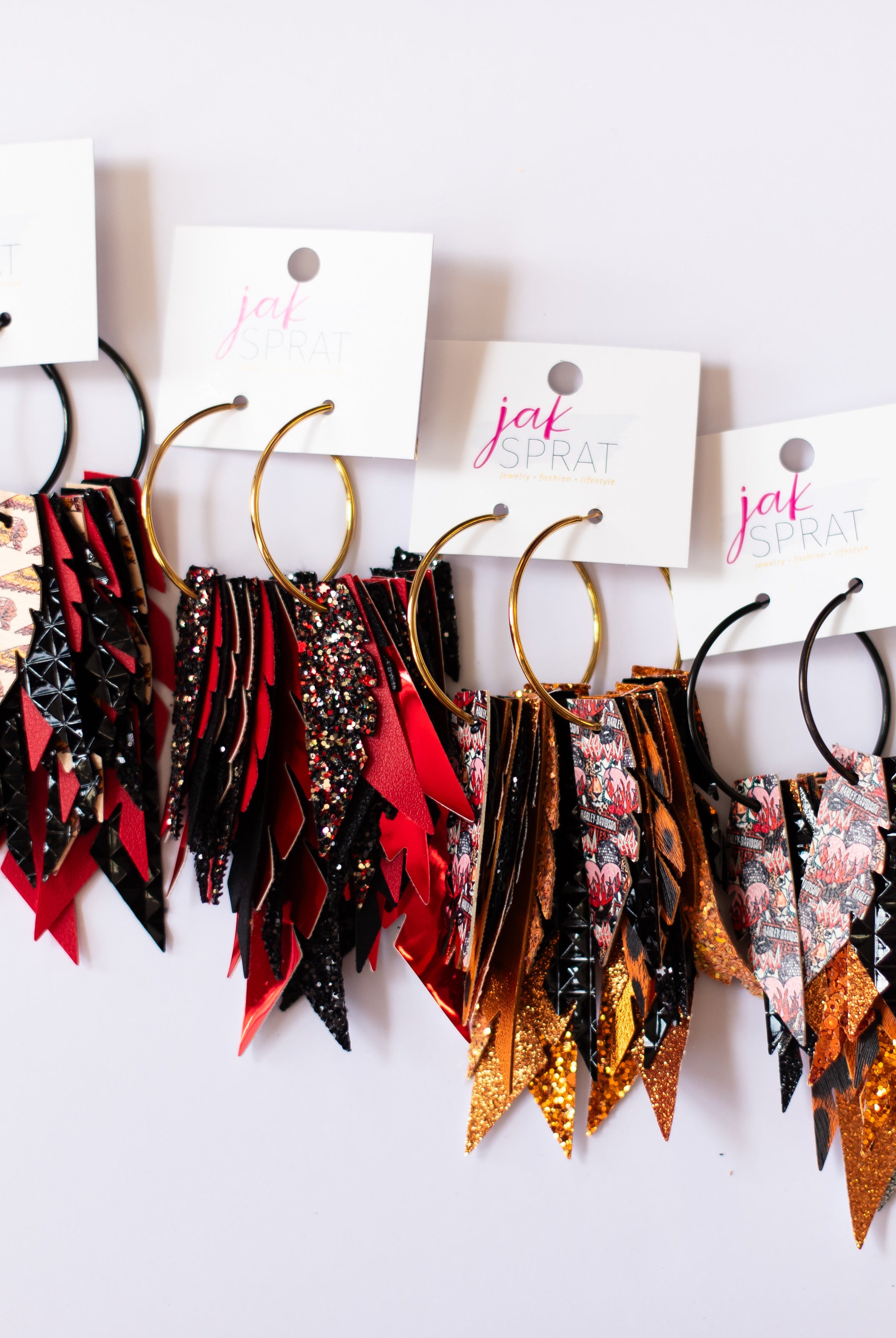 Jak Sprat Biker Babe Collection: Fabulous Feather Dangles-Earrings-Dear Me Southern Boutique, located in DeRidder, Louisiana