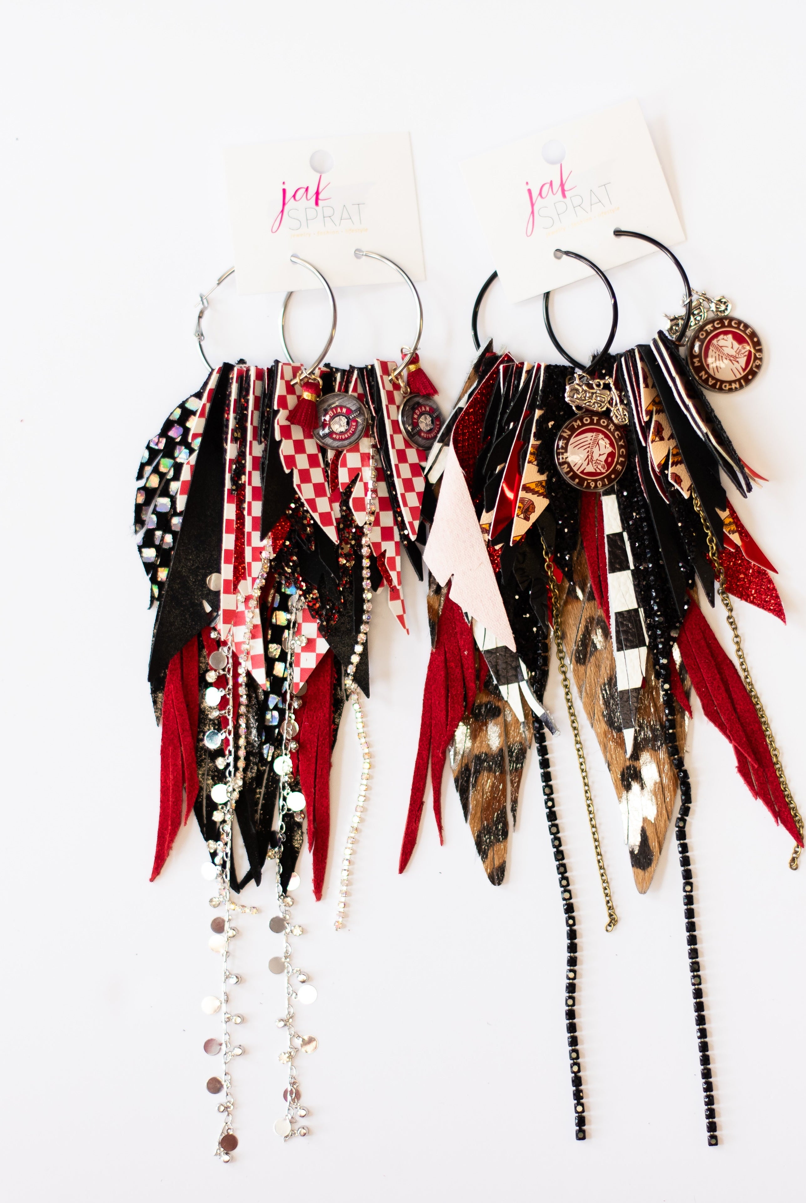 Jak Sprat Biker Babe Collection: Mega Mic Drop Dangles-Earrings-Dear Me Southern Boutique, located in DeRidder, Louisiana