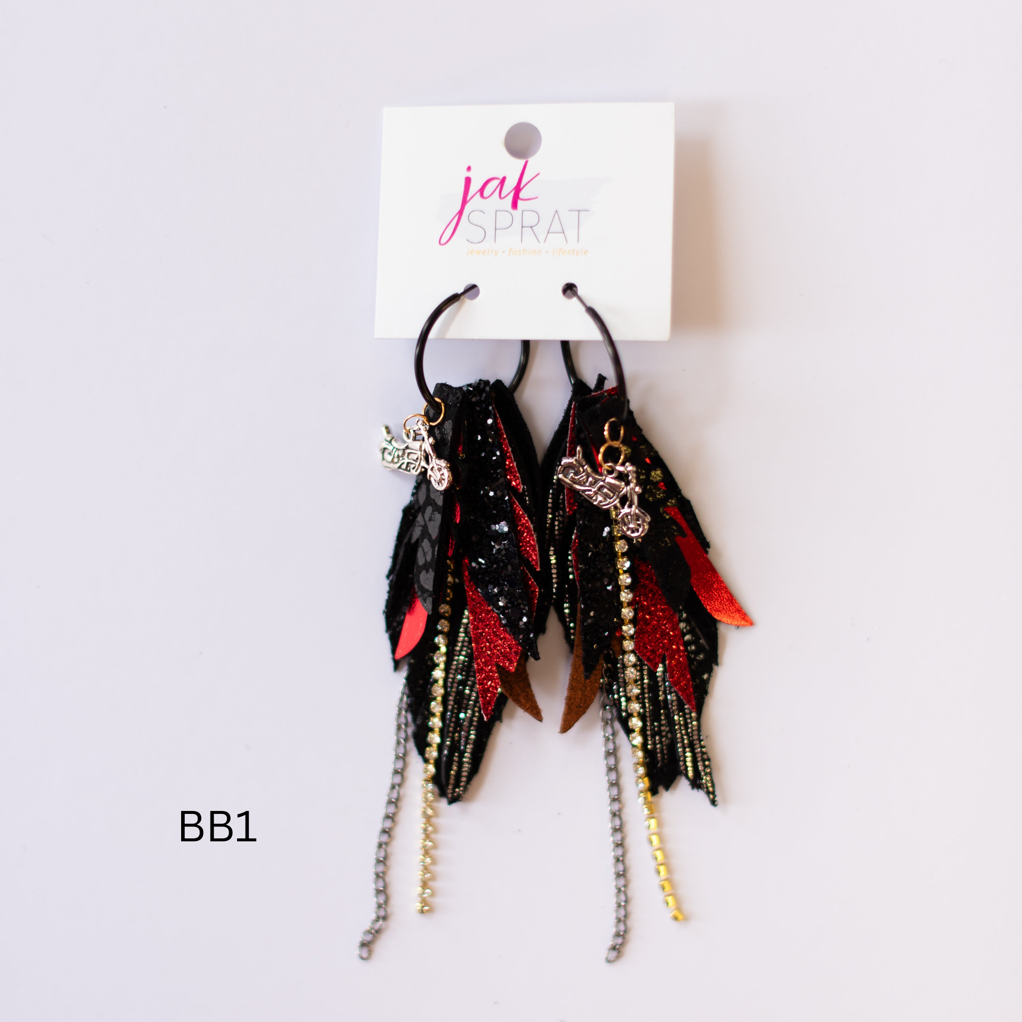 Jak Sprat Biker Babe Collection: Mini Mic Drop Dangles-Earrings-Dear Me Southern Boutique, located in DeRidder, Louisiana