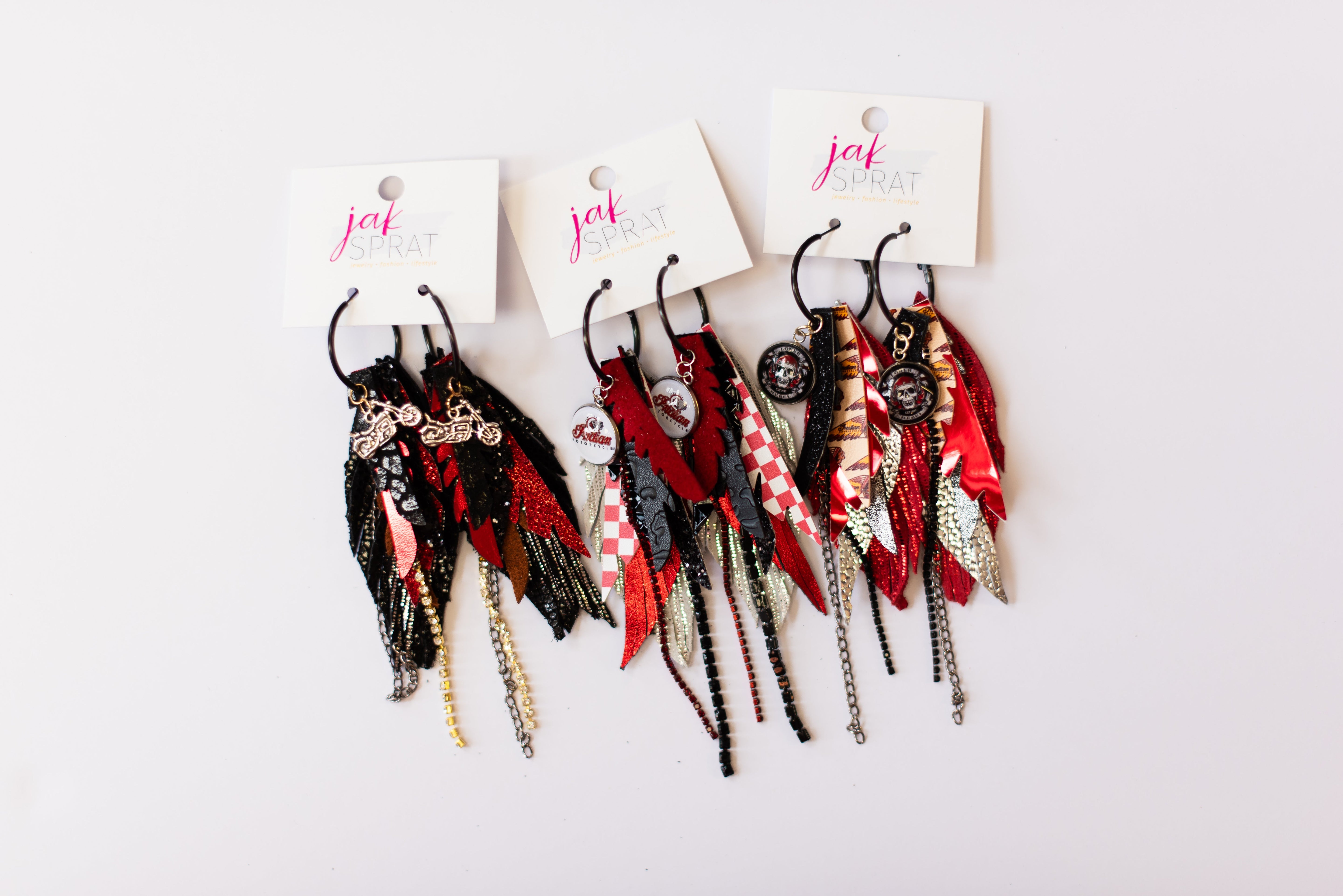 Jak Sprat Biker Babe Collection: Mini Mic Drop Dangles-Earrings-Dear Me Southern Boutique, located in DeRidder, Louisiana