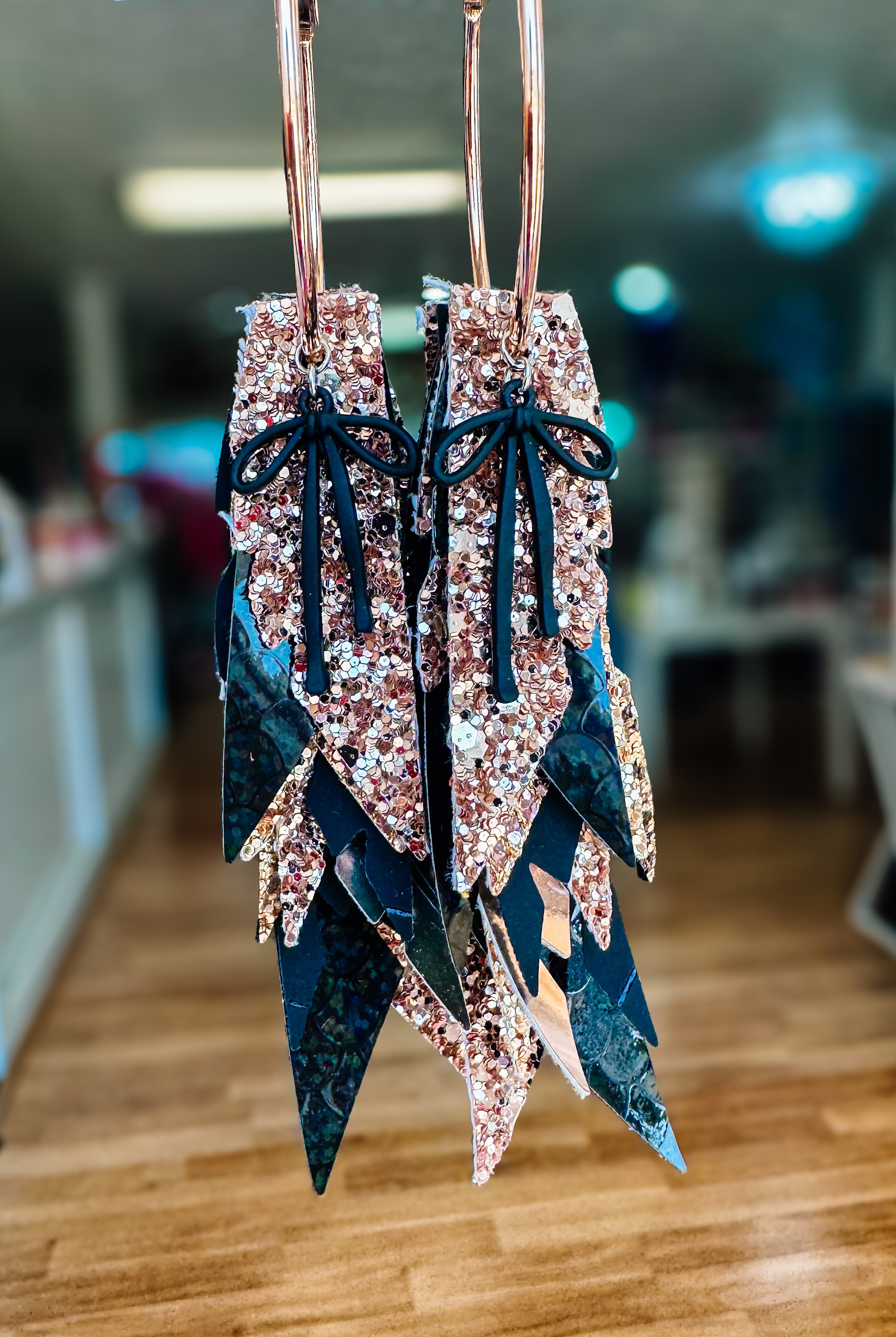 Jak Sprat Black & Bold Collection: Charmed Fabulous Feather Dangles-Earrings-Dear Me Southern Boutique, located in DeRidder, Louisiana