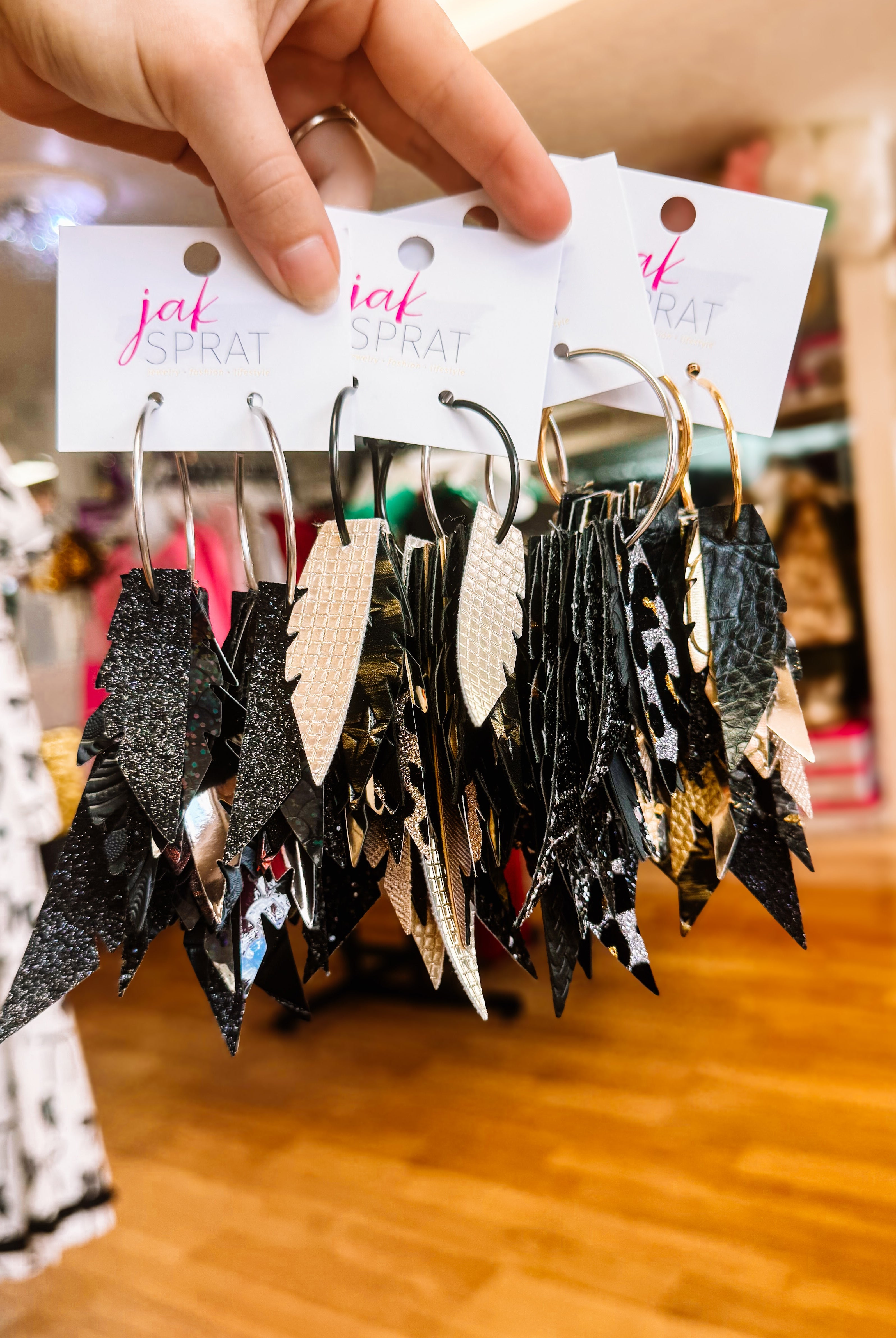 Jak Sprat Black & Bold Collection: Fabulous Feather Dangles-Earrings-Dear Me Southern Boutique, located in DeRidder, Louisiana