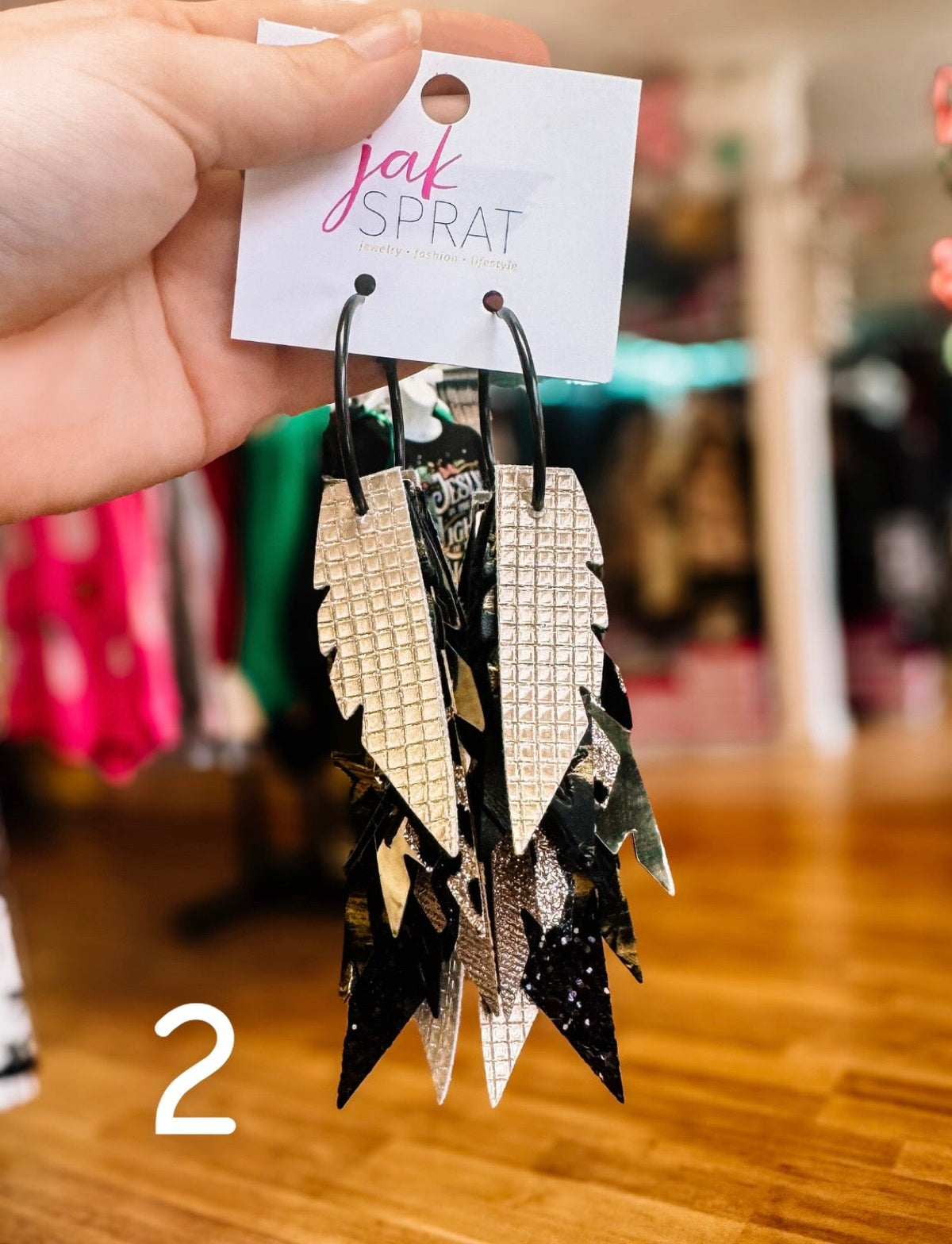 Jak Sprat Black & Bold Collection: Fabulous Feather Dangles-Jewelry - Earrings-Dear Me Southern Boutique, located in DeRidder, Louisiana