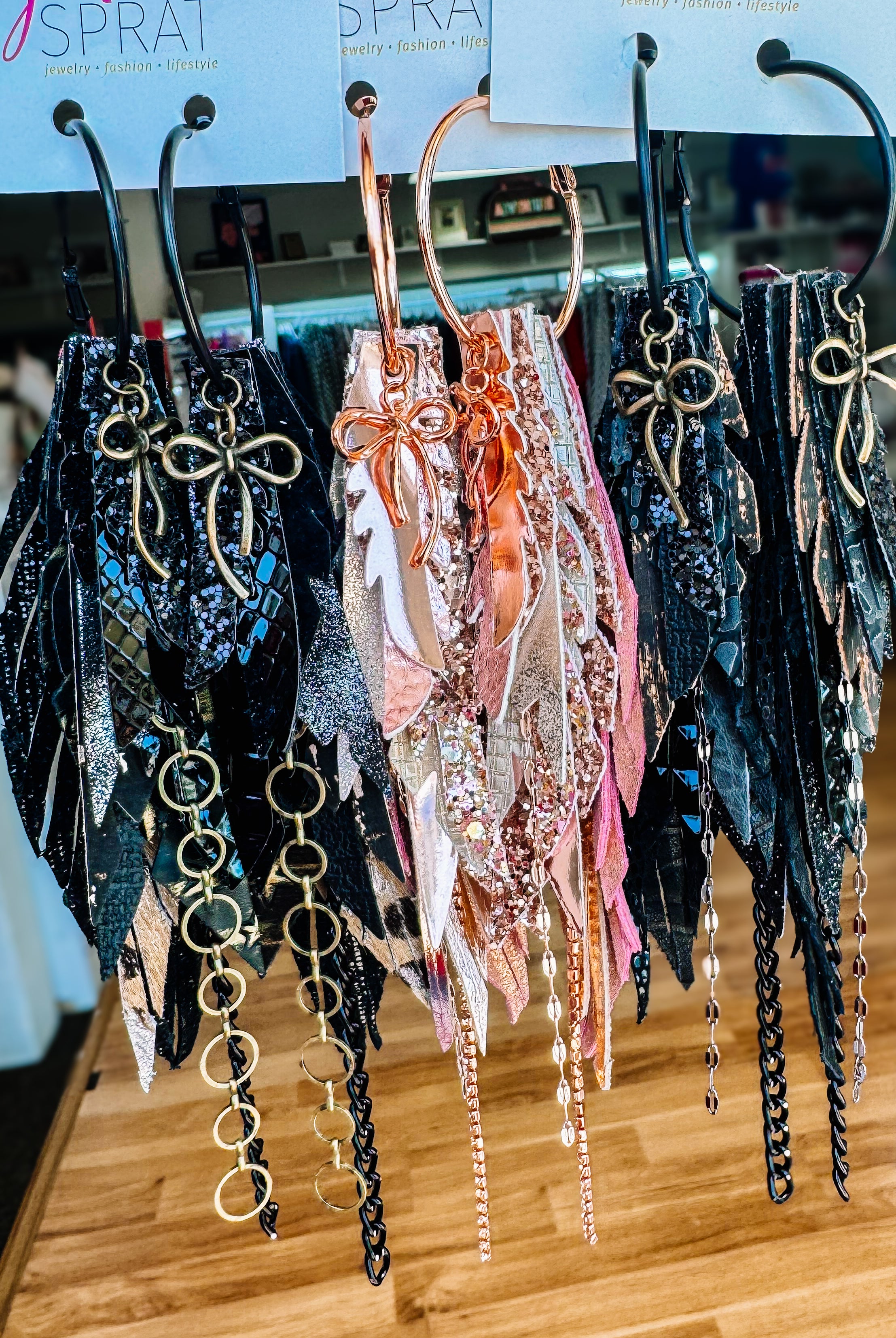 Jak Sprat Black & Bold Collection: Medium Mic Drop Dangles-Earrings-Dear Me Southern Boutique, located in DeRidder, Louisiana