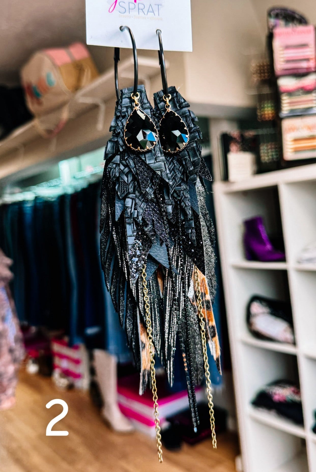 Jak Sprat Black & Bold Collection: Mega Mic Drop Dangles-Earrings-Dear Me Southern Boutique, located in DeRidder, Louisiana