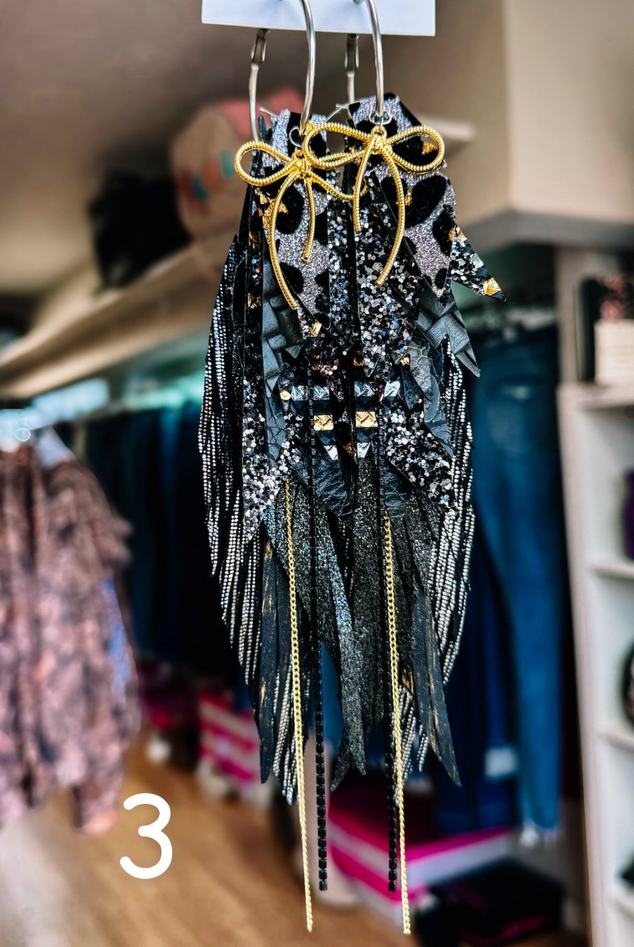 Jak Sprat Black & Bold Collection: Mega Mic Drop Dangles-Earrings-Dear Me Southern Boutique, located in DeRidder, Louisiana