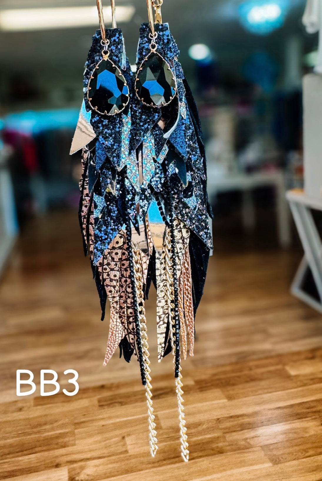 Jak Sprat Black & Bold Collection: Mega Mic Drop Dangles-Earrings-Dear Me Southern Boutique, located in DeRidder, Louisiana