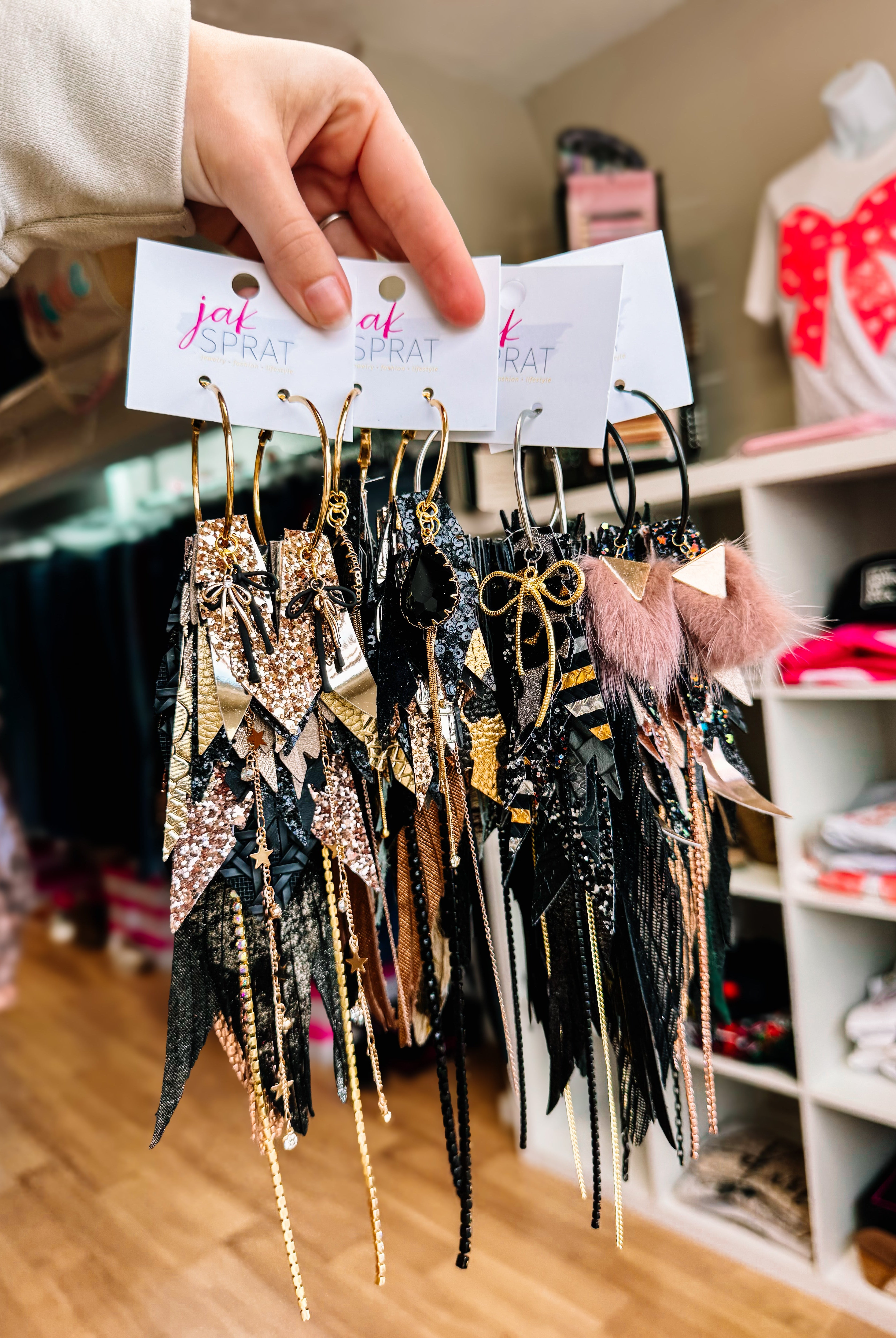 Jak Sprat Black & Bold Collection: Mega Mic Drop Dangles-Earrings-Dear Me Southern Boutique, located in DeRidder, Louisiana