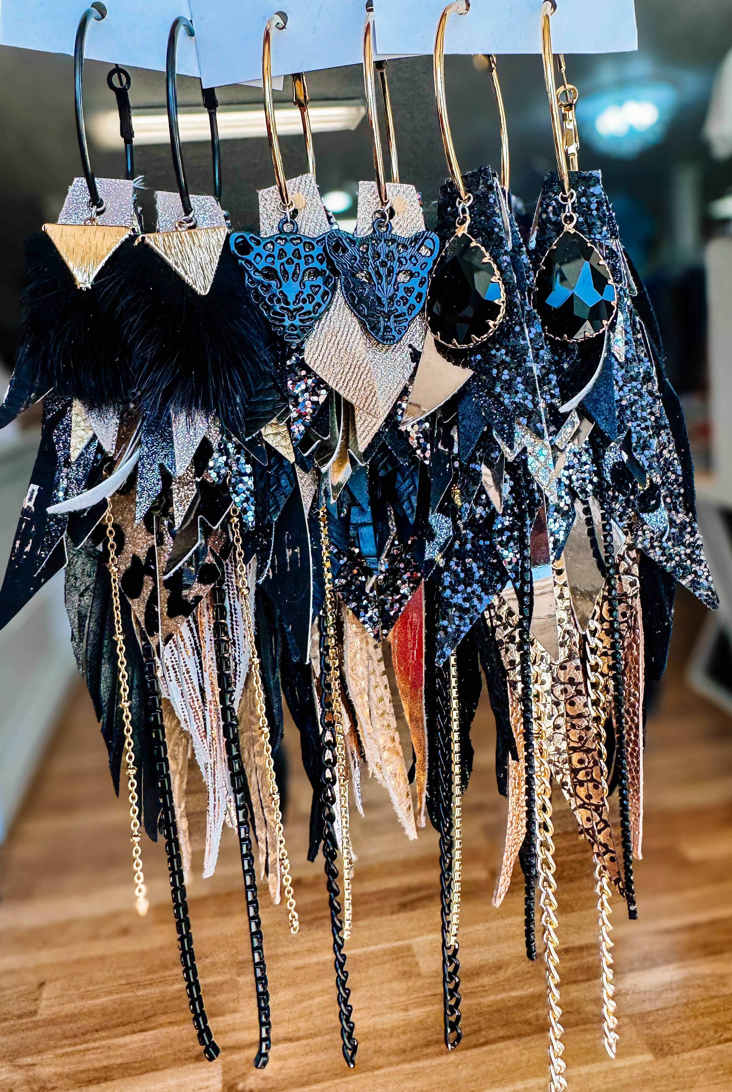 Jak Sprat Black & Bold Collection: Mega Mic Drop Dangles-Earrings-Dear Me Southern Boutique, located in DeRidder, Louisiana