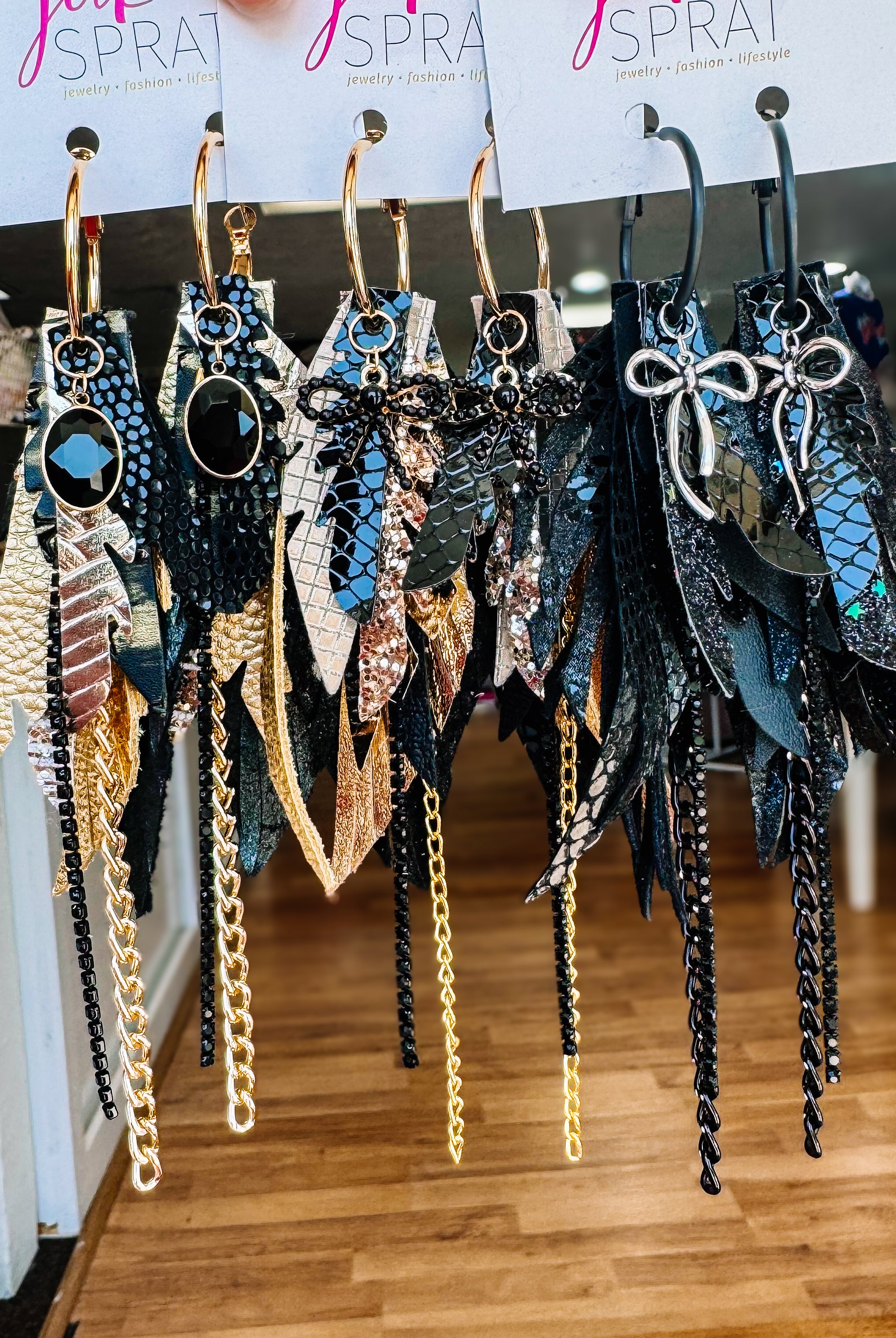 Jak Sprat Black & Bold Collection: Mini Mic Drop Dangles-Earrings-Dear Me Southern Boutique, located in DeRidder, Louisiana