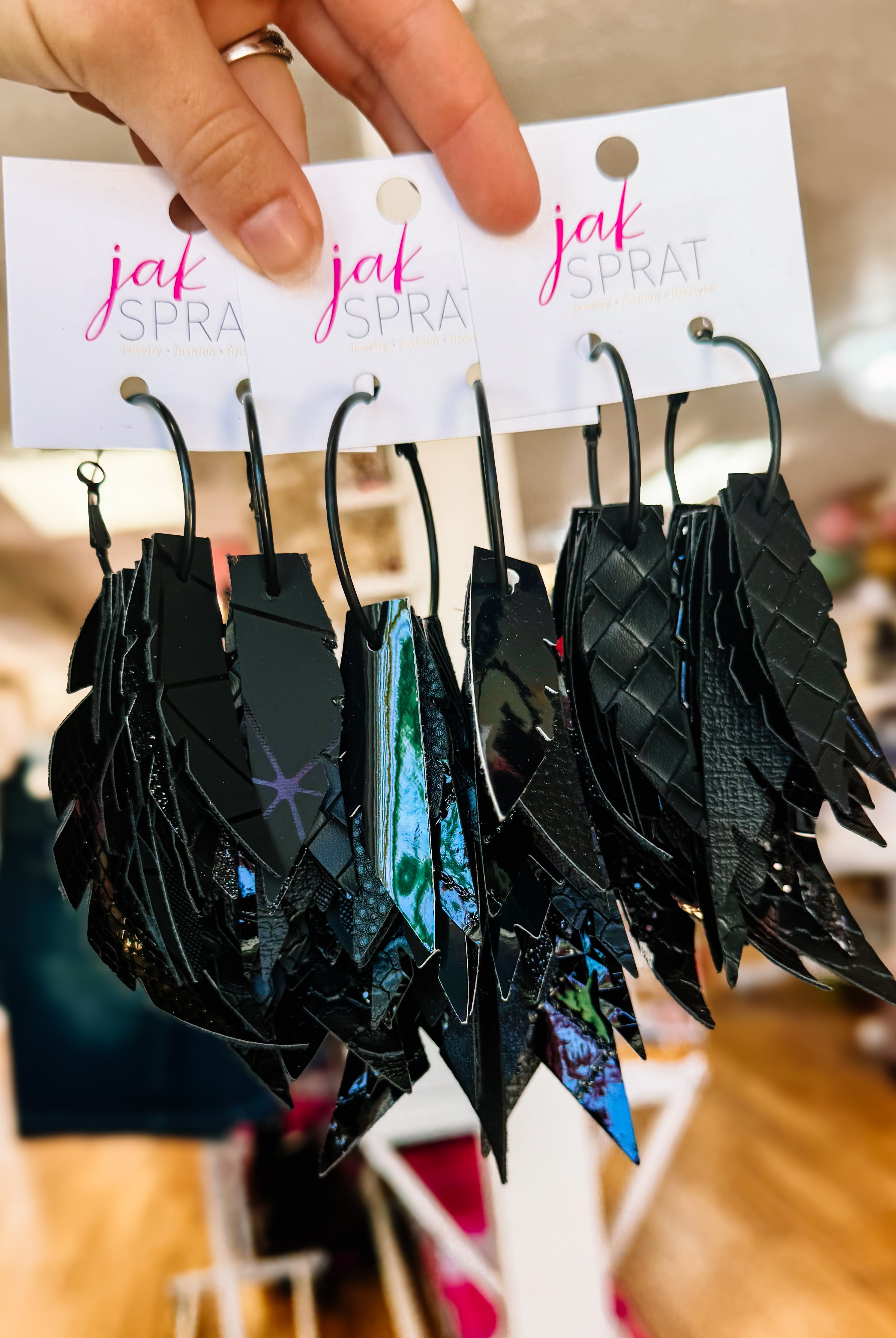 Jak Sprat Black Jak Collection: Fabulous Feather Dangles-Earrings-Dear Me Southern Boutique, located in DeRidder, Louisiana