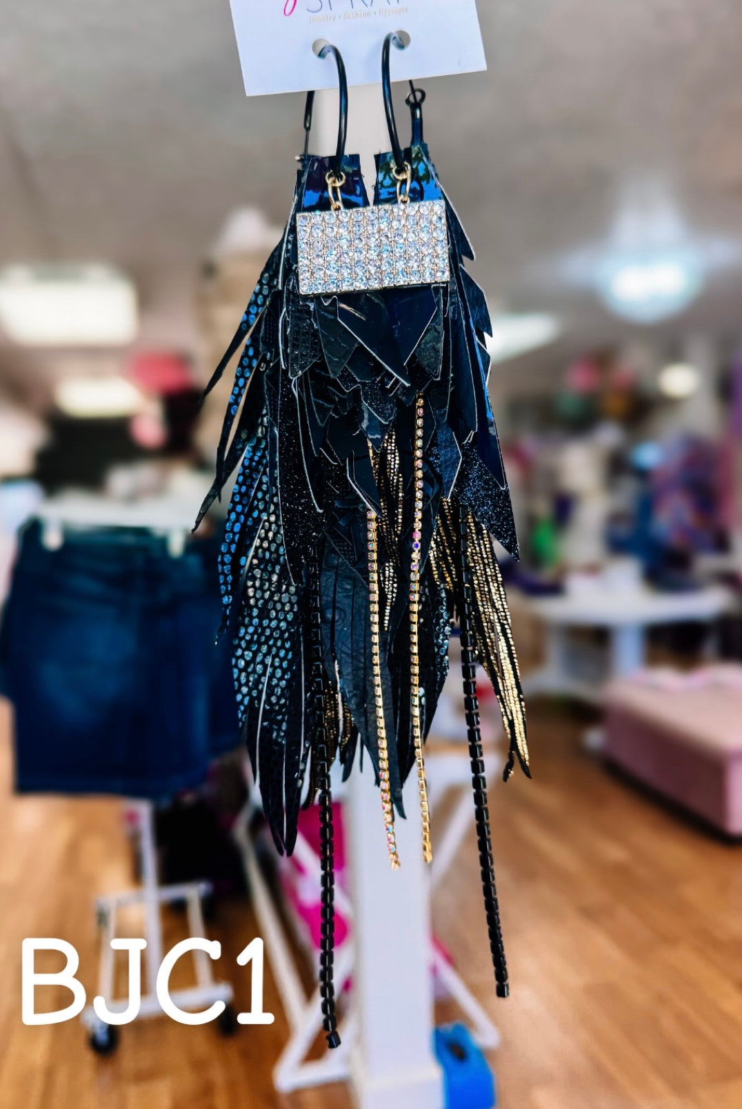 Jak Sprat Black Jak Collection: Mega Mic Drop-Earrings-Dear Me Southern Boutique, located in DeRidder, Louisiana