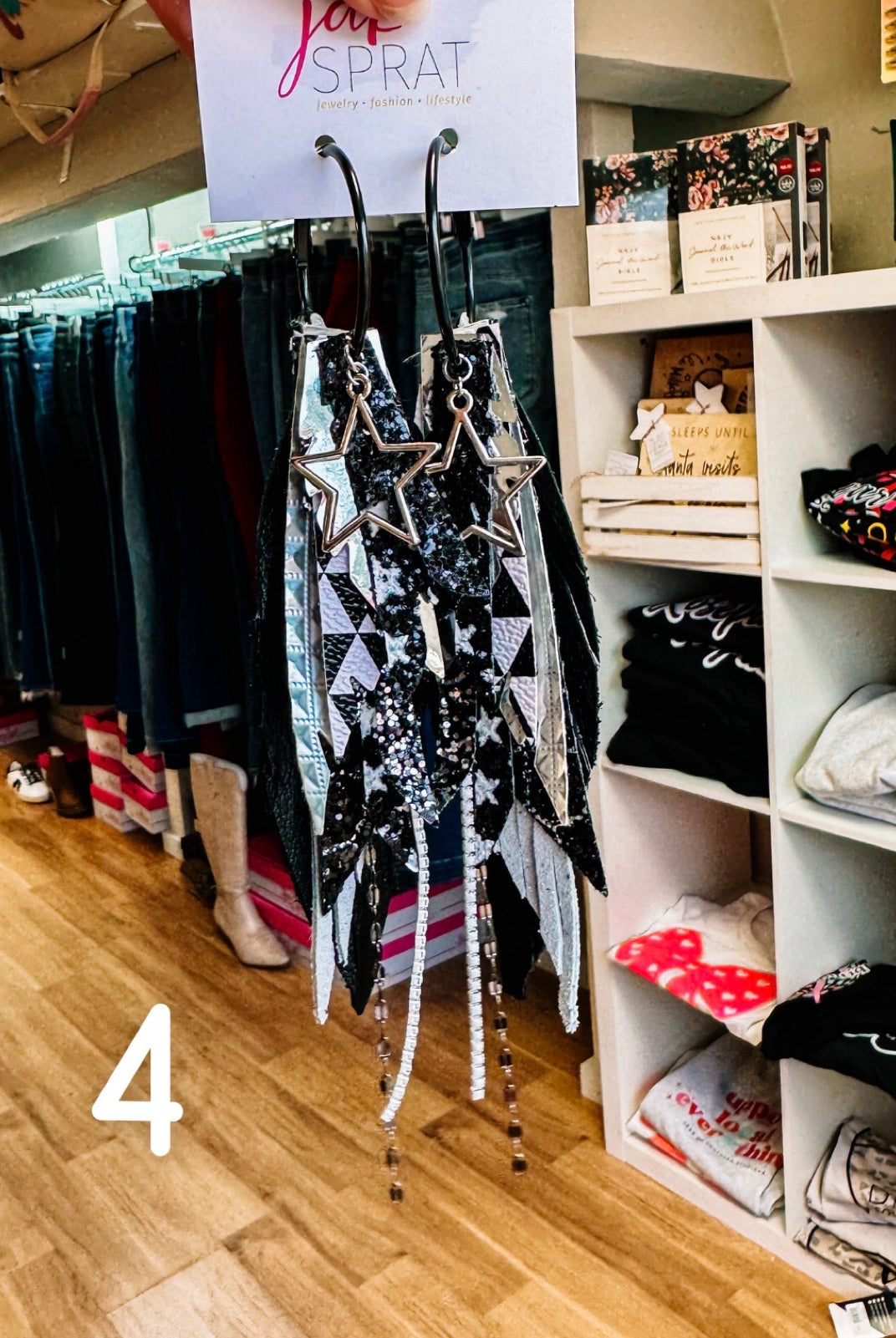 Jak Sprat Black, White & Checkered Collection: Medium Mic Drop Dangles-Earrings-Dear Me Southern Boutique, located in DeRidder, Louisiana