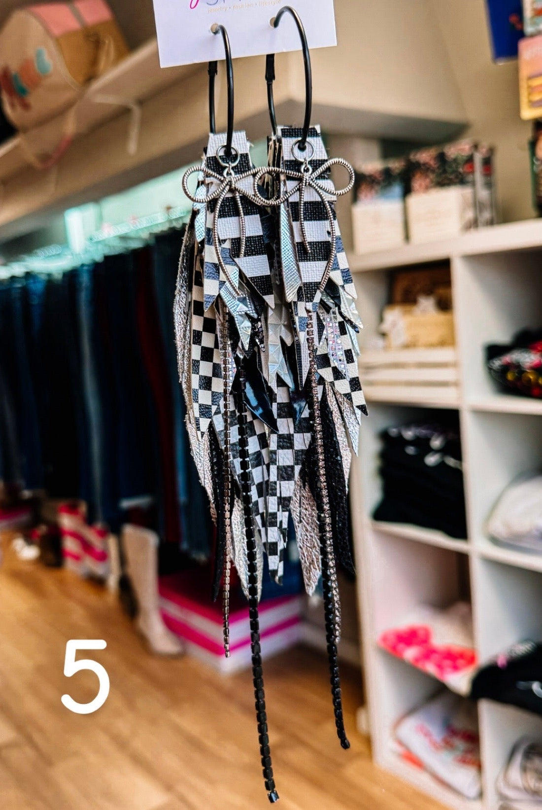 Jak Sprat Black, White & Checkered Collection: Mega Mic Drop-Earrings-Dear Me Southern Boutique, located in DeRidder, Louisiana