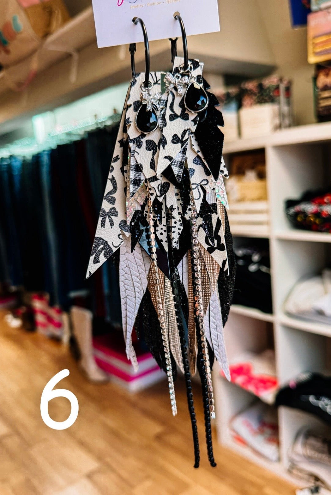 Jak Sprat Black, White & Checkered Collection: Mega Mic Drop-Earrings-Dear Me Southern Boutique, located in DeRidder, Louisiana