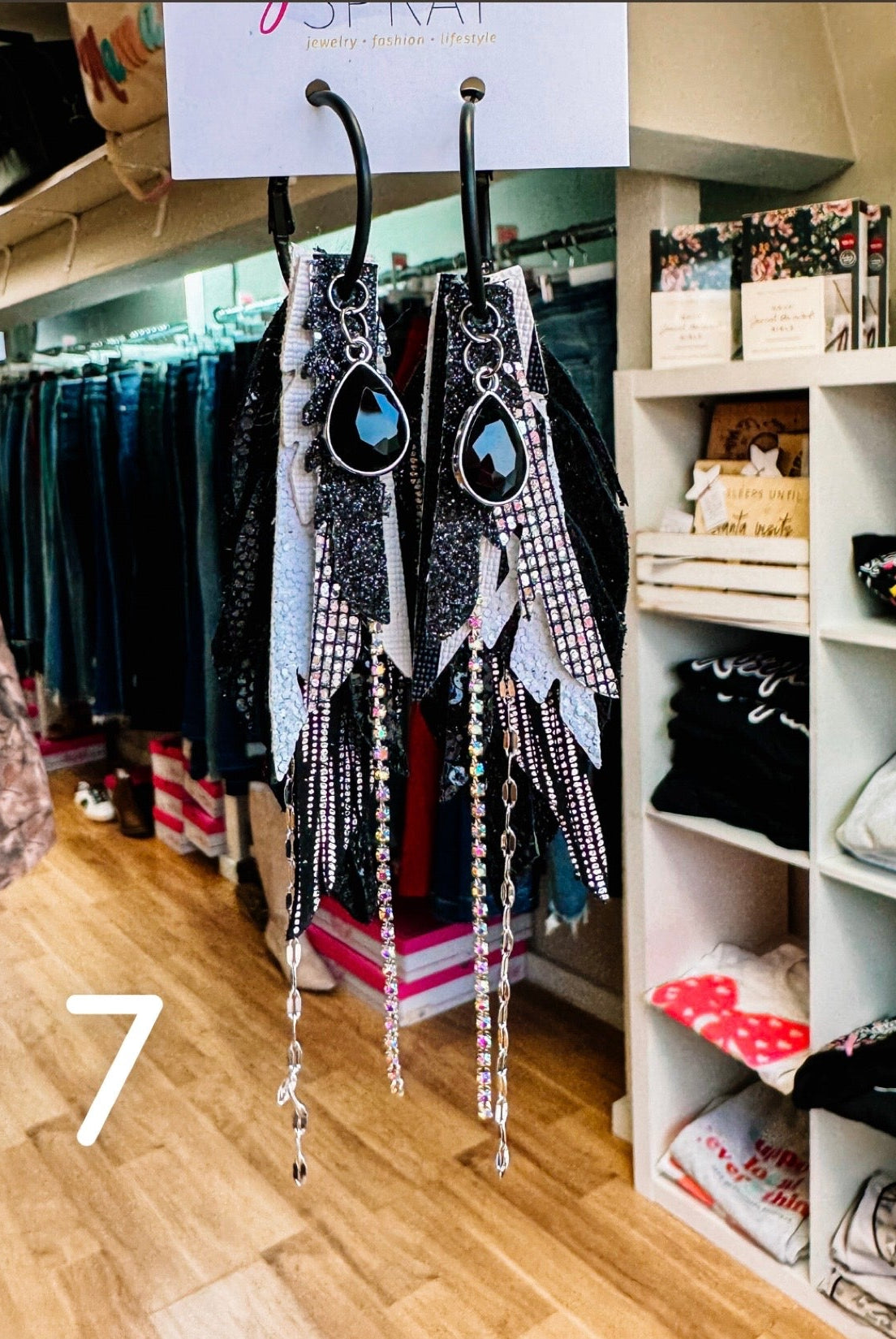 Jak Sprat Black, White & Checkered Collection: Mini Mic Drop Dangles-Earrings-Dear Me Southern Boutique, located in DeRidder, Louisiana