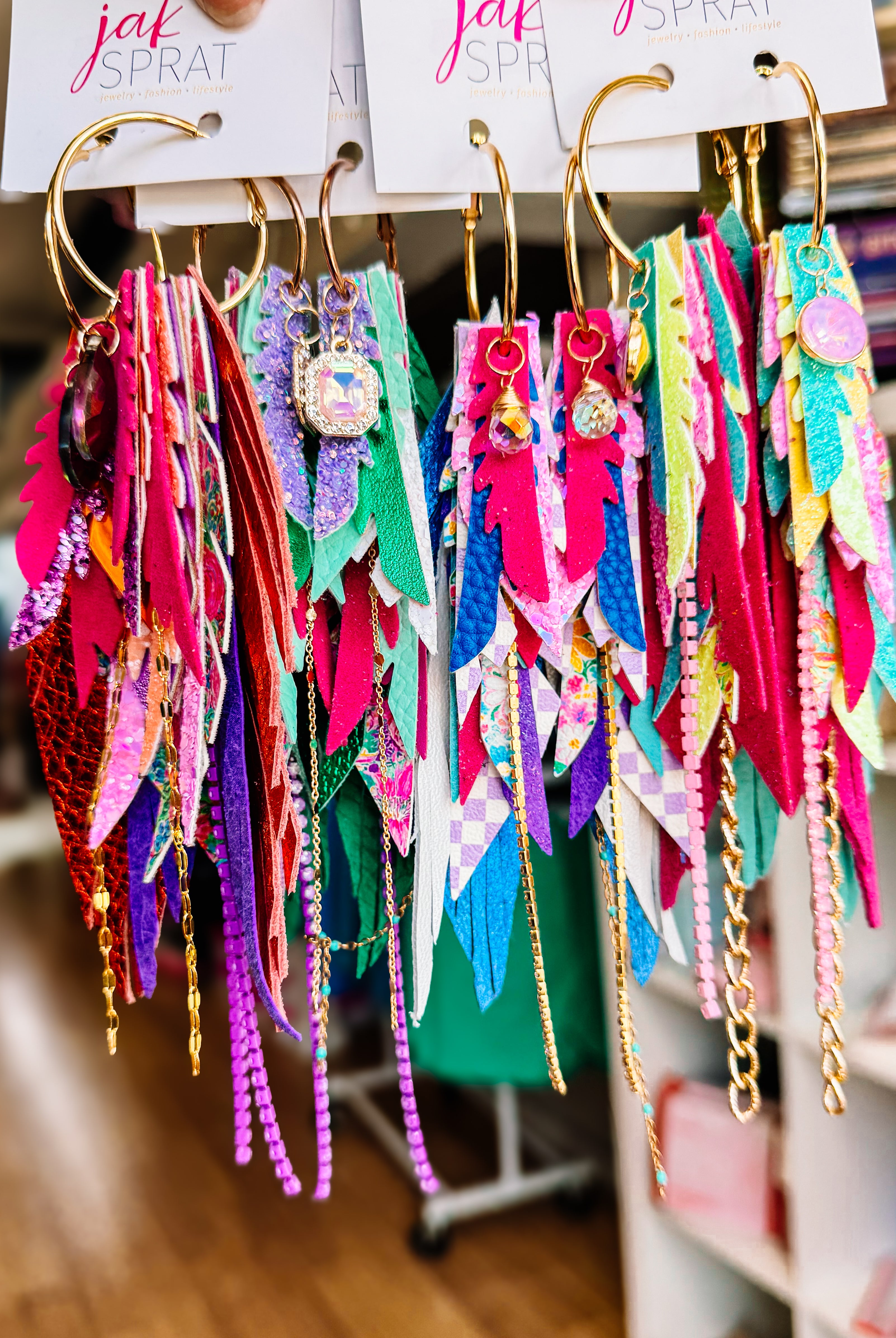 Jak Sprat Blooming Brights Collection: Medium Mic Drop Dangles-Earrings-Dear Me Southern Boutique, located in DeRidder, Louisiana