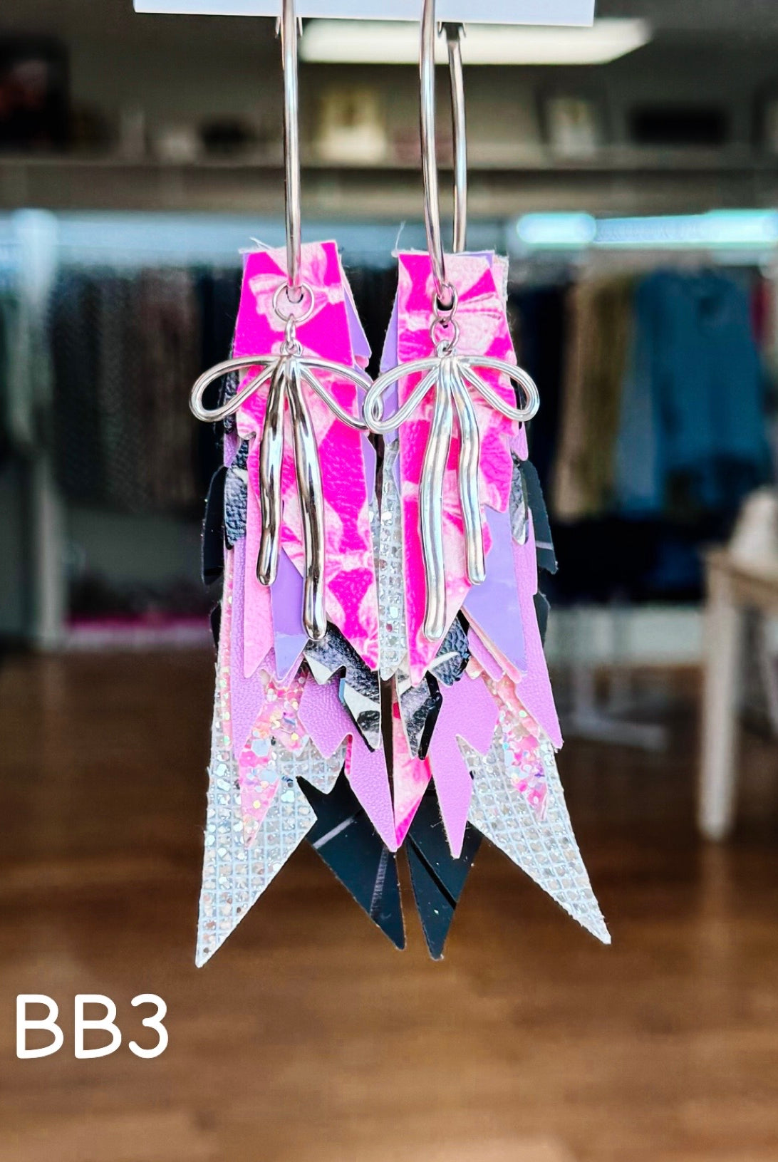 Jak Sprat Boos & Bows Collection: Charmed Fabulous Feather Dangles-Earrings-Dear Me Southern Boutique, located in DeRidder, Louisiana
