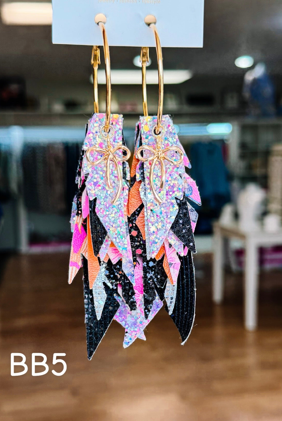 Jak Sprat Boos & Bows Collection: Charmed Fabulous Feather Dangles-Earrings-Dear Me Southern Boutique, located in DeRidder, Louisiana