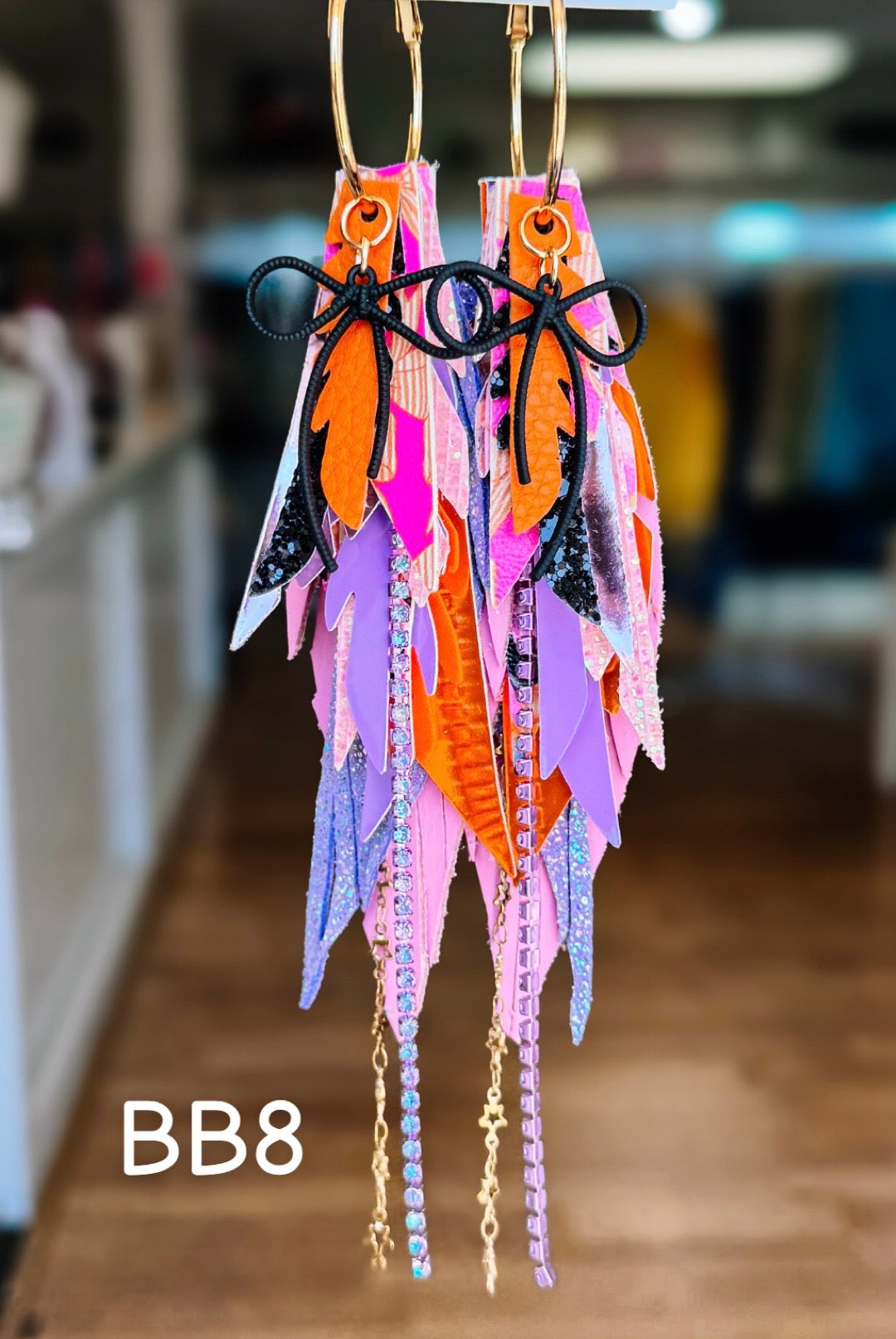 Jak Sprat Boos & Bows Collection: Medium Mic Drop Dangles-Earrings-Dear Me Southern Boutique, located in DeRidder, Louisiana