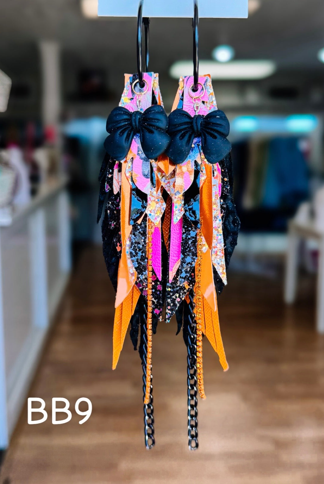 Jak Sprat Boos & Bows Collection: Medium Mic Drop Dangles-Earrings-Dear Me Southern Boutique, located in DeRidder, Louisiana