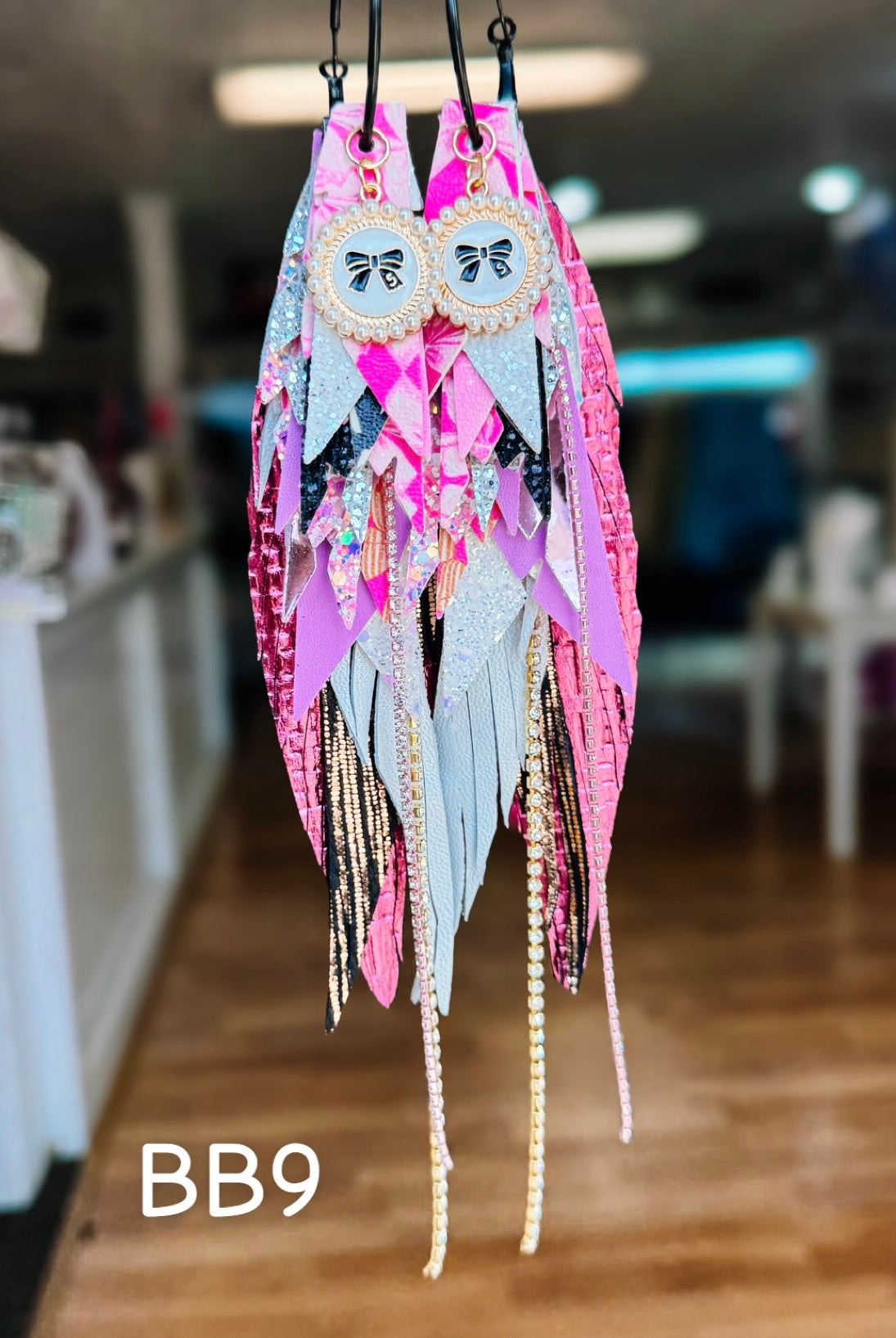 Jak Sprat Boos & Bows Collection: Mega Mic Drop Dangles-Earrings-Dear Me Southern Boutique, located in DeRidder, Louisiana
