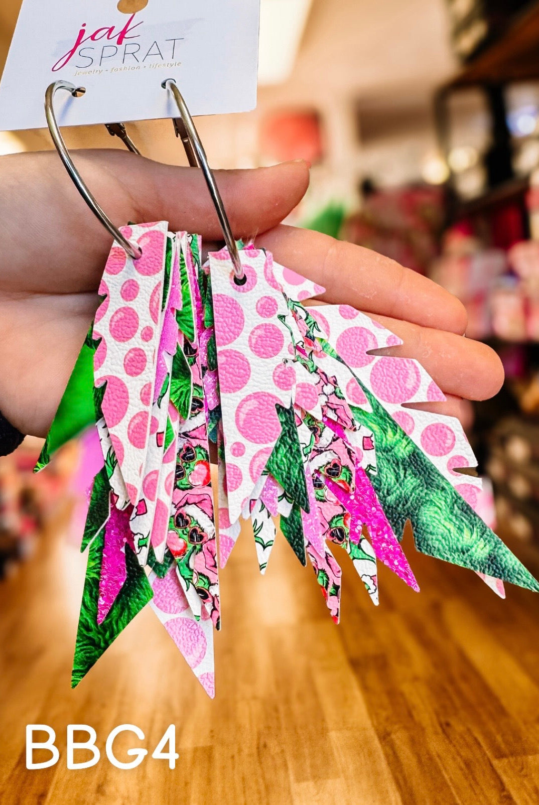 Jak Sprat Bubble Gum Grinchy Collection: Fabulous Feather Dangles-Earrings-Dear Me Southern Boutique, located in DeRidder, Louisiana