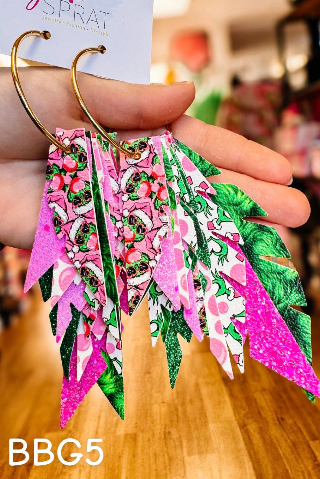 Jak Sprat Bubble Gum Grinchy Collection: Fabulous Feather Dangles-Earrings-Dear Me Southern Boutique, located in DeRidder, Louisiana