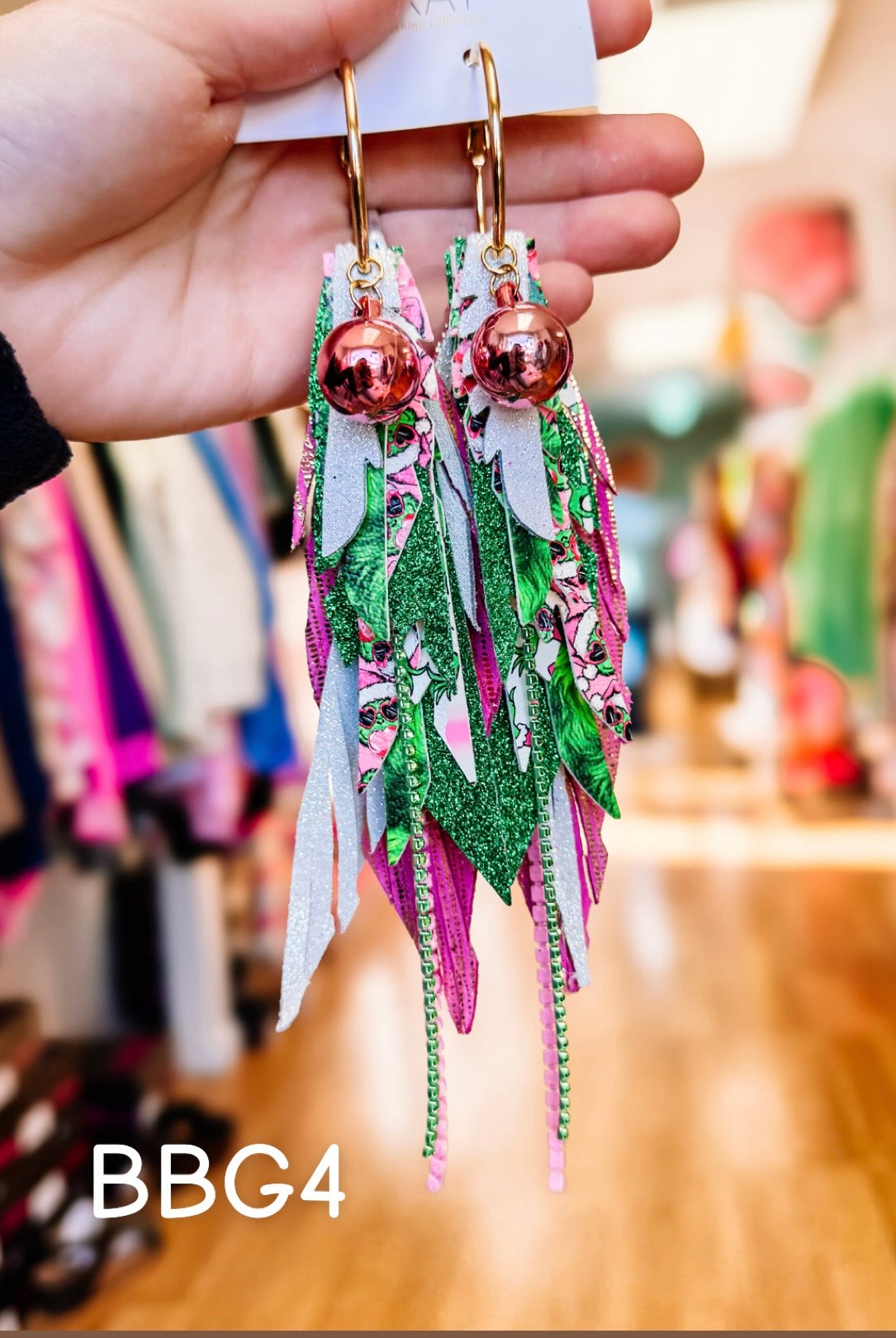 Jak Sprat Bubble Gum Grinchy Collection: Medium Mic Drop Dangles-Earrings-Dear Me Southern Boutique, located in DeRidder, Louisiana