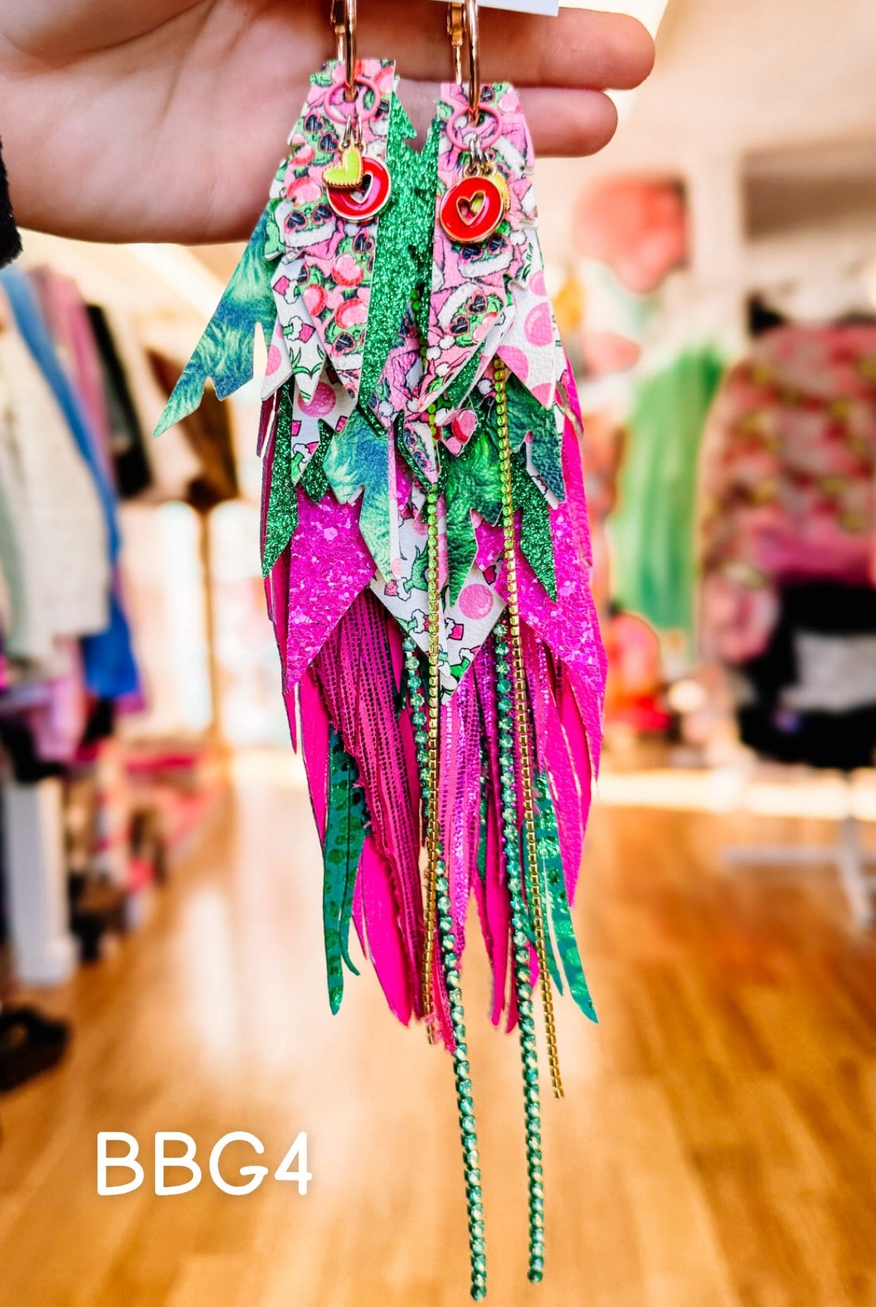 Jak Sprat Bubble Gum Grinchy Collection: Mega Mic Drop Dangles-Earrings-Dear Me Southern Boutique, located in DeRidder, Louisiana