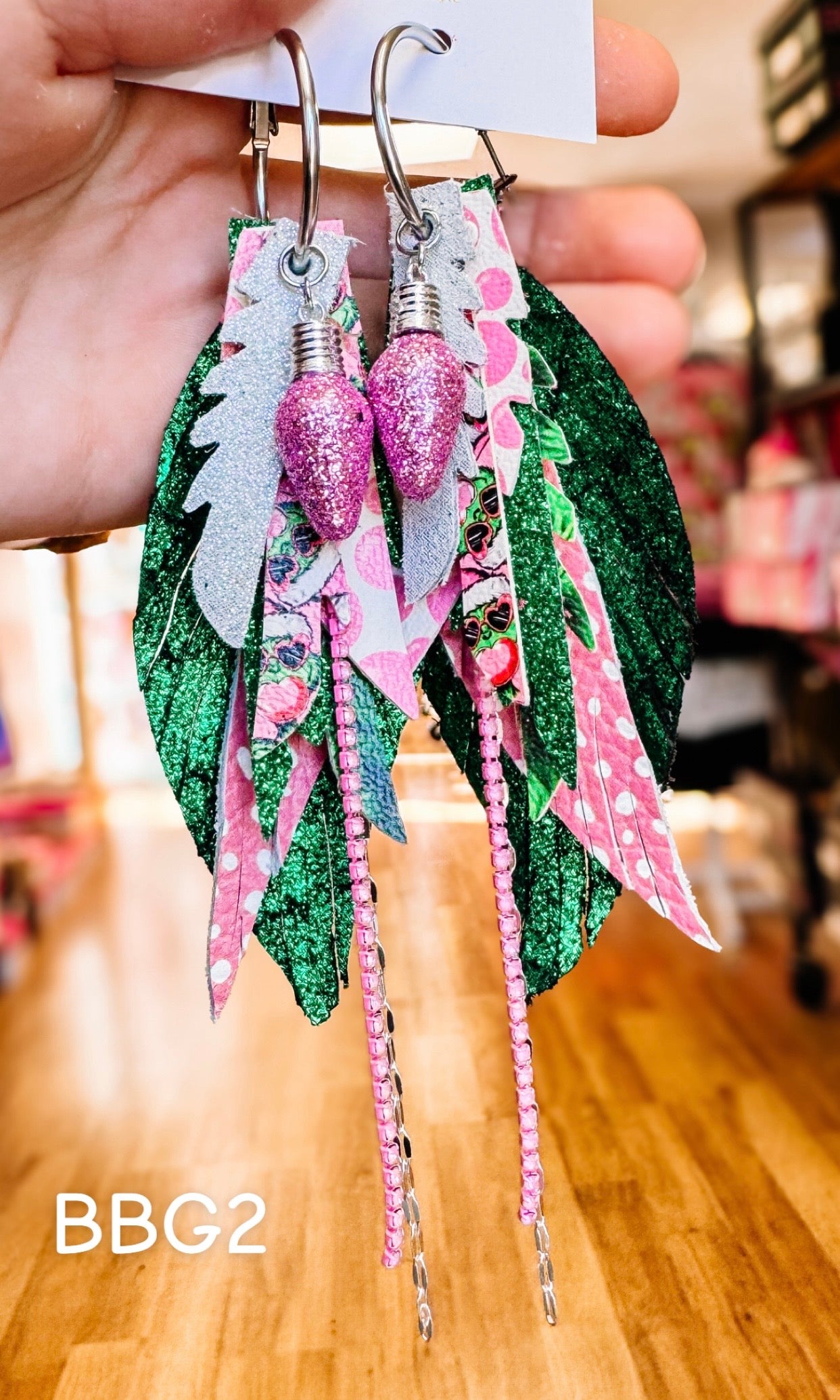 Jak Sprat Bubble Gum Grinchy Collection: Mini Mic Drop Dangles-Earrings-Dear Me Southern Boutique, located in DeRidder, Louisiana