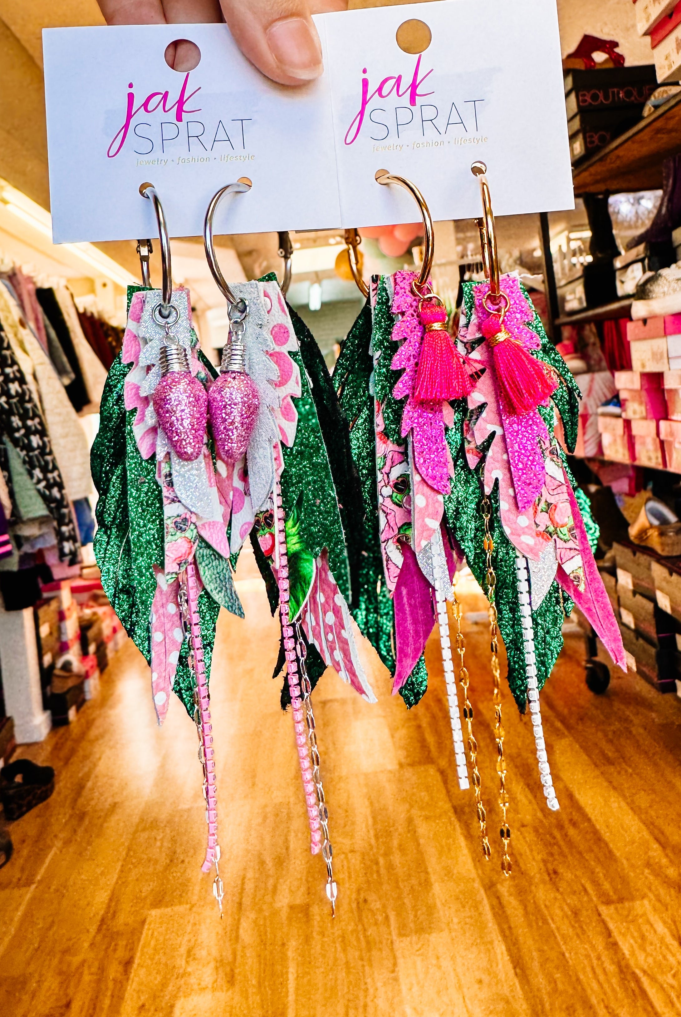 Jak Sprat Bubble Gum Grinchy Collection: Mini Mic Drop Dangles-Earrings-Dear Me Southern Boutique, located in DeRidder, Louisiana