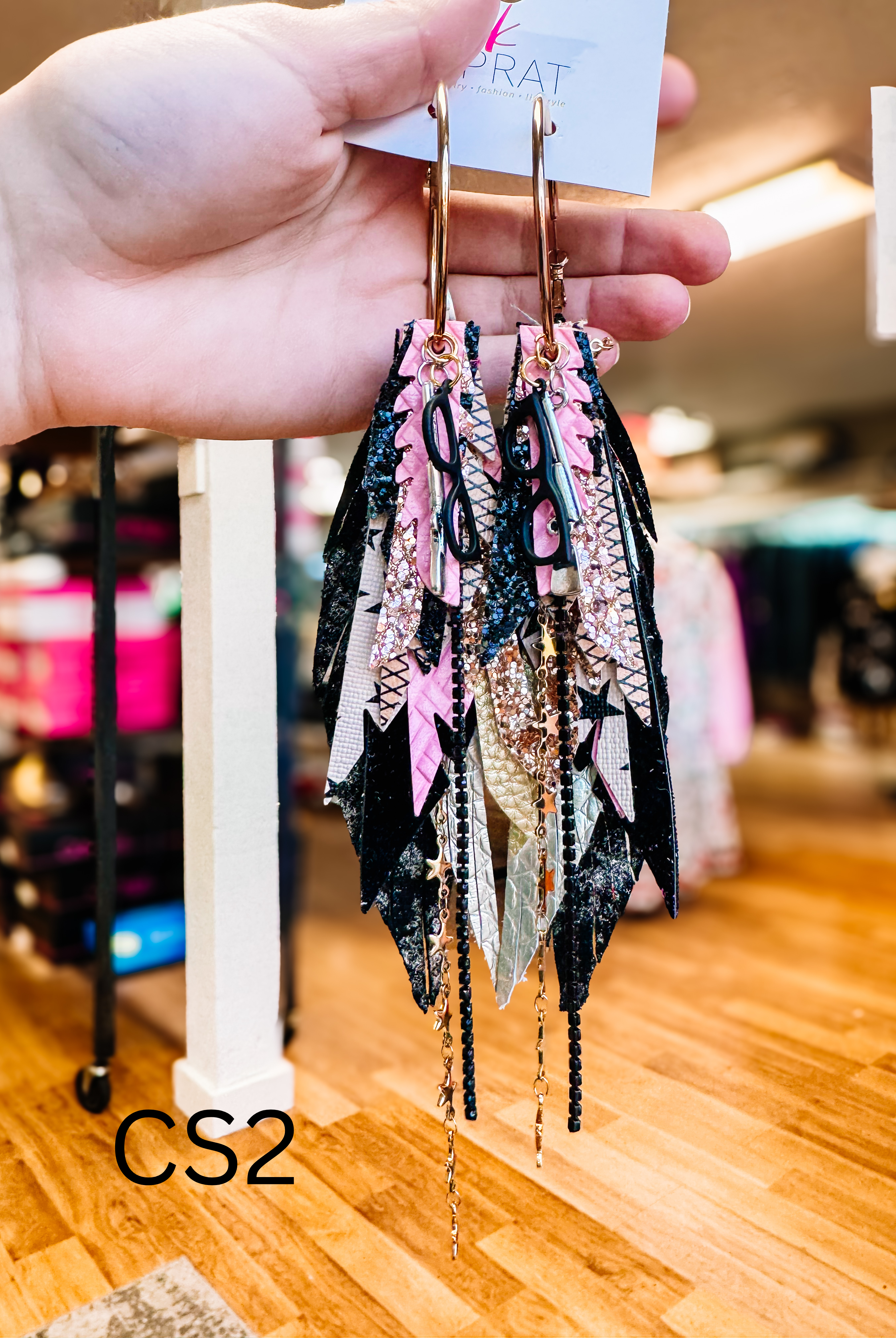 Jak Sprat Christmas Story Collection: Medium Mic Drop Dangles-Earrings-Dear Me Southern Boutique, located in DeRidder, Louisiana