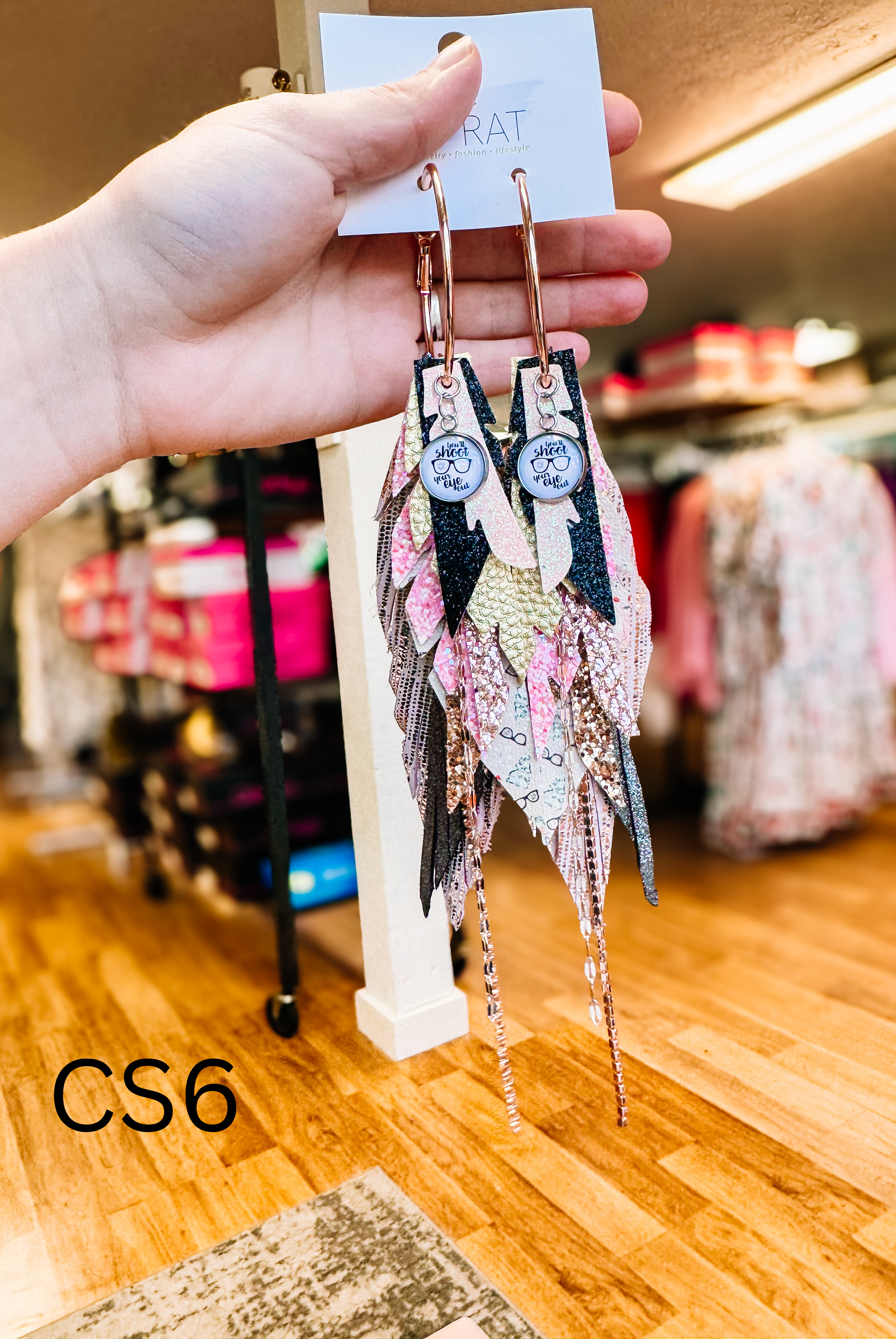Jak Sprat Christmas Story Collection: Medium Mic Drop Dangles-Earrings-Dear Me Southern Boutique, located in DeRidder, Louisiana