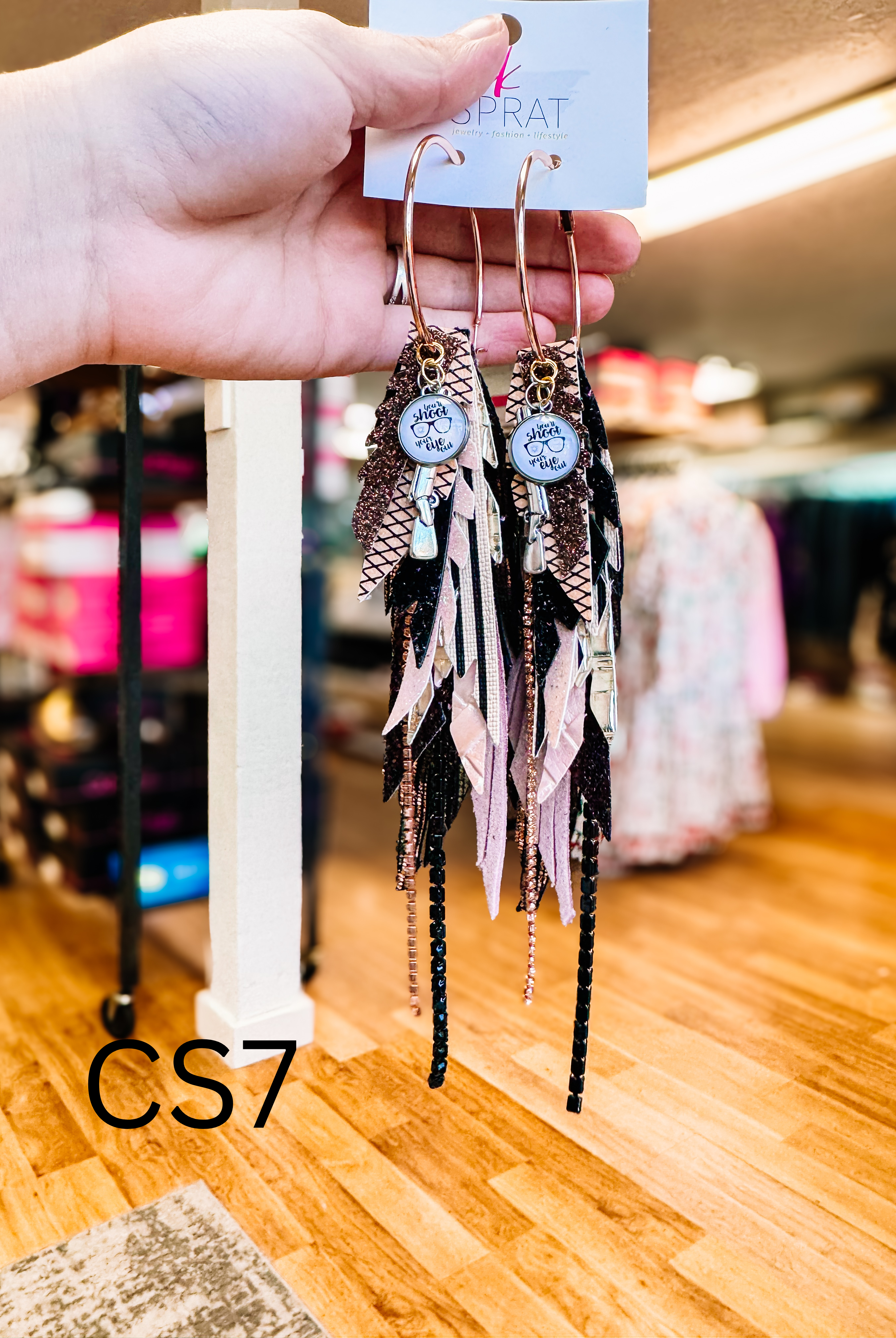 Jak Sprat Christmas Story Collection: Medium Mic Drop Dangles-Earrings-Dear Me Southern Boutique, located in DeRidder, Louisiana