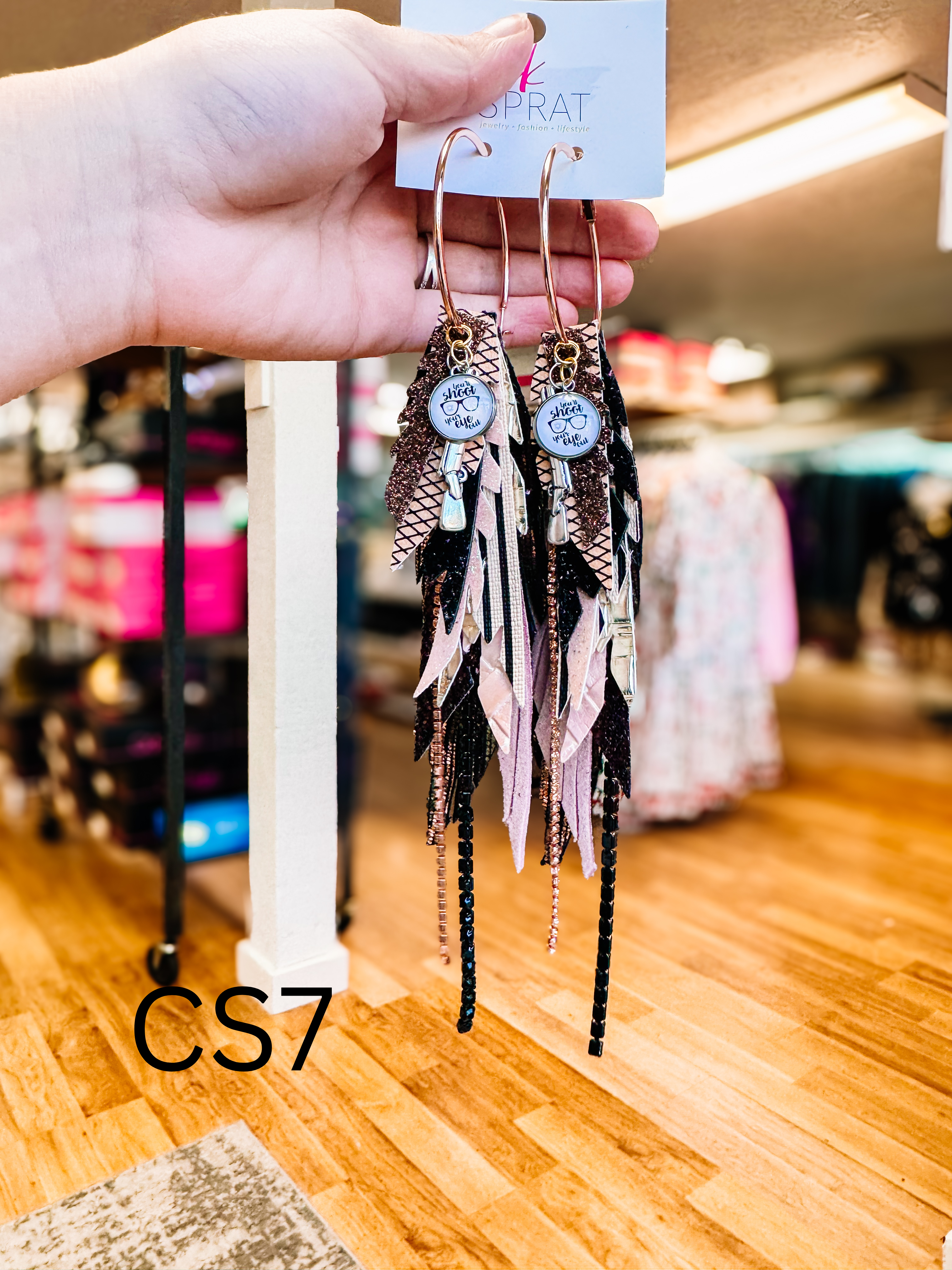 Jak Sprat Christmas Story Collection: Medium Mic Drop Dangles-Earrings-Dear Me Southern Boutique, located in DeRidder, Louisiana