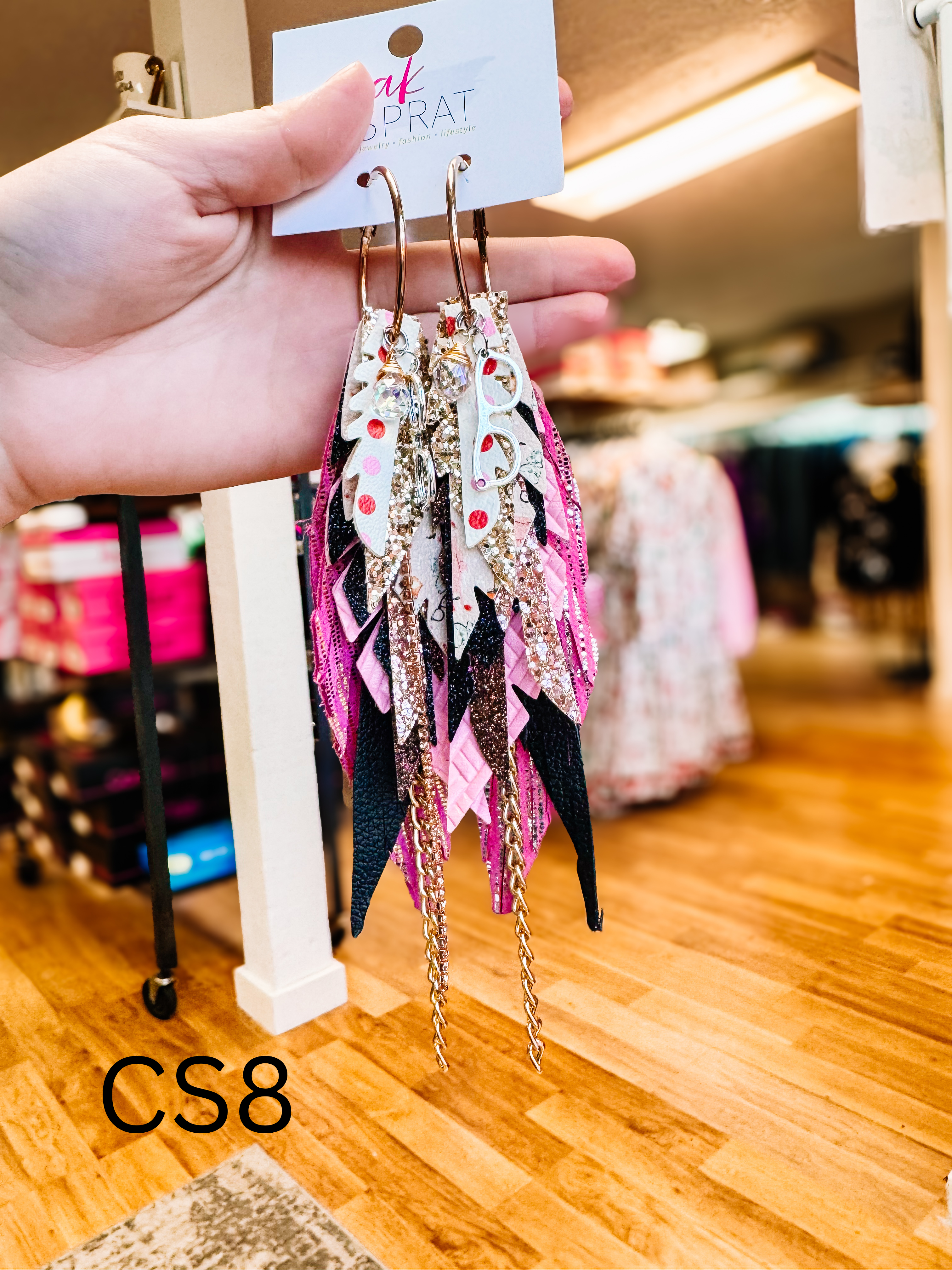 Jak Sprat Christmas Story Collection: Medium Mic Drop Dangles-Earrings-Dear Me Southern Boutique, located in DeRidder, Louisiana