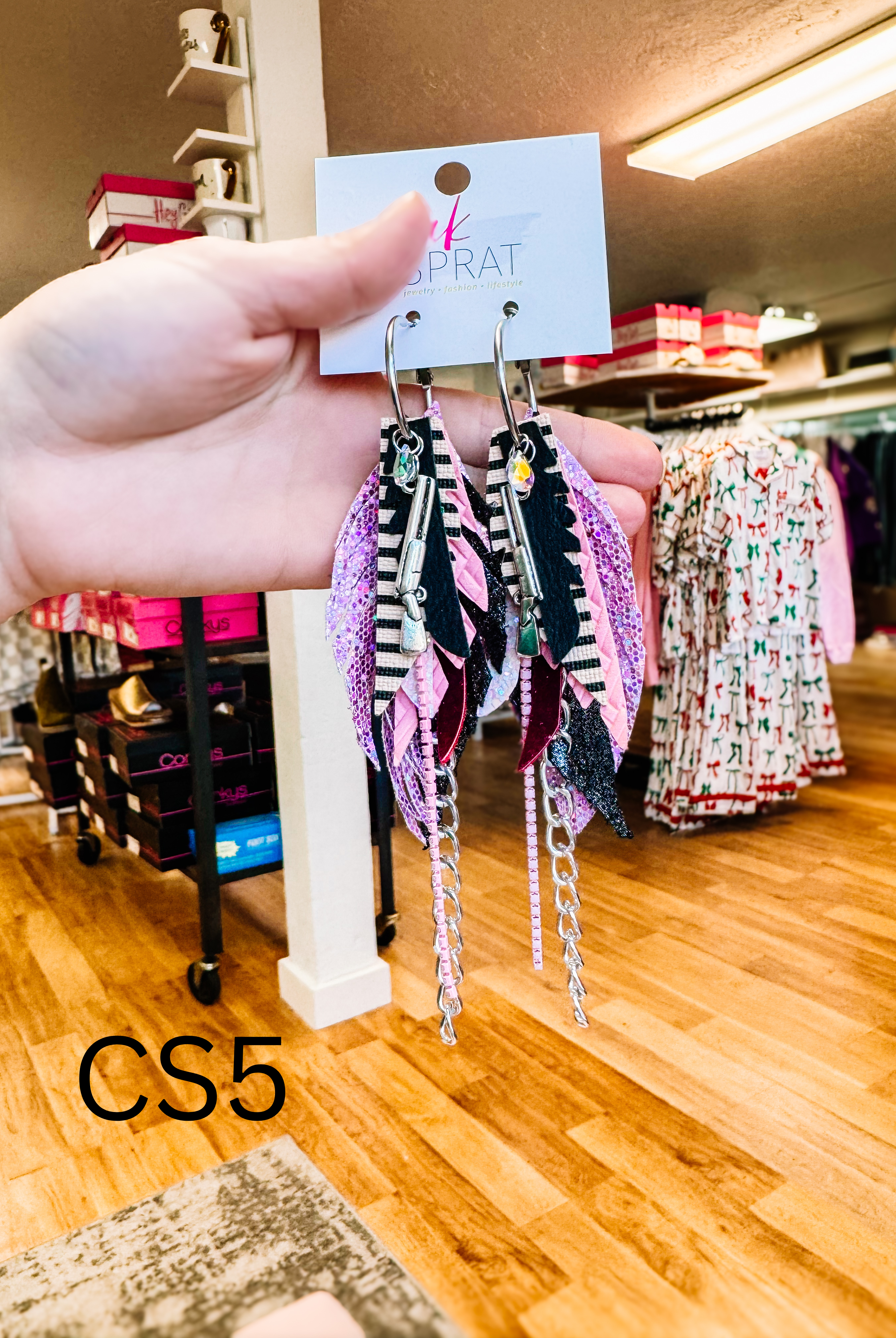 Jak Sprat Christmas Story Collection: Mini Mic Drop Dangles-Earrings-Dear Me Southern Boutique, located in DeRidder, Louisiana