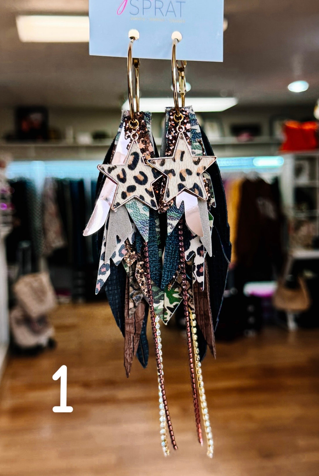 Jak Sprat Feral & Fabulous-Army Camo Collection: Medium Mic Drop Dangles-Jewelry - Earrings-Dear Me Southern Boutique, located in DeRidder, Louisiana